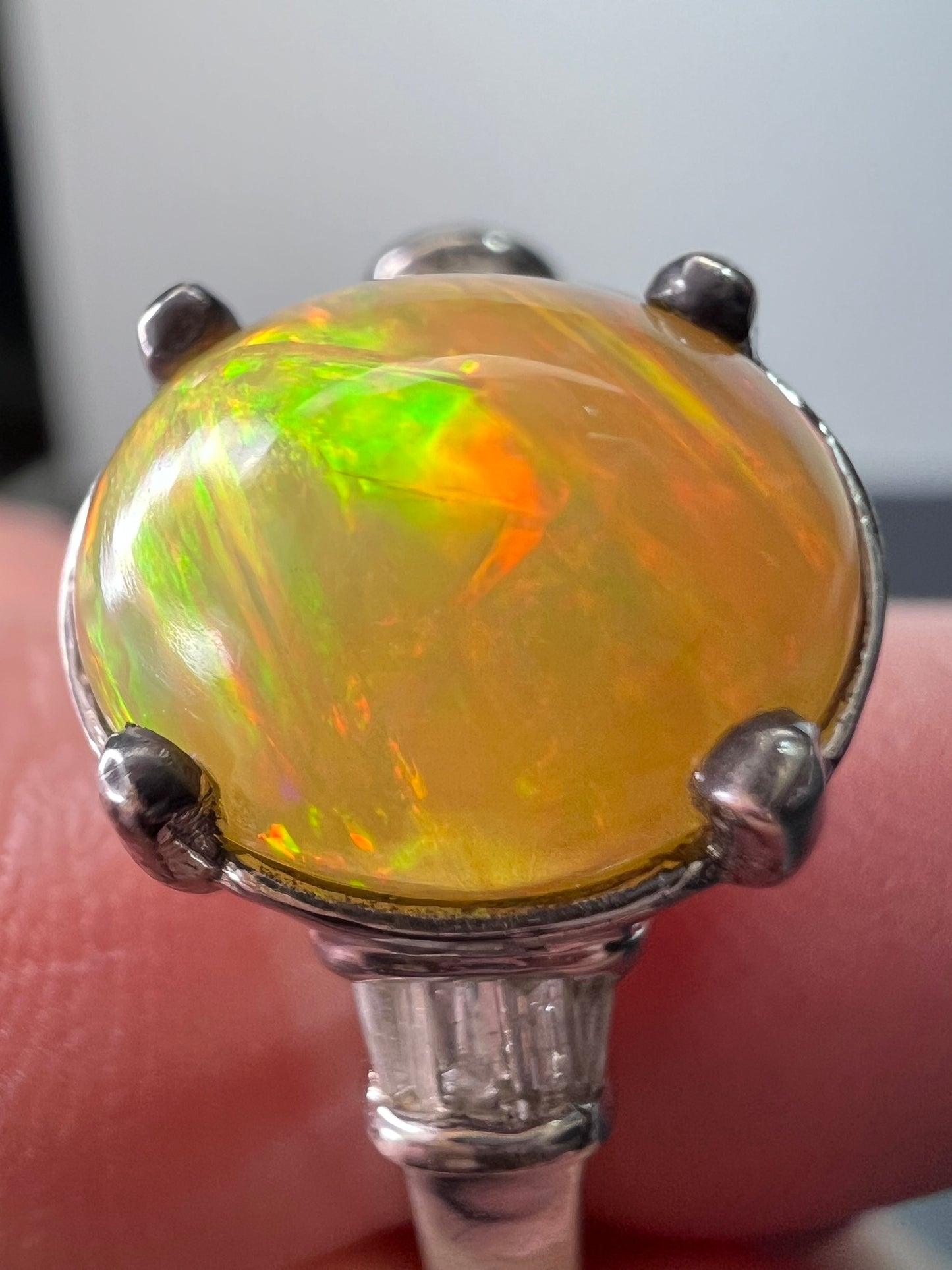 Ethiopian welo opal and diamond ring size 9