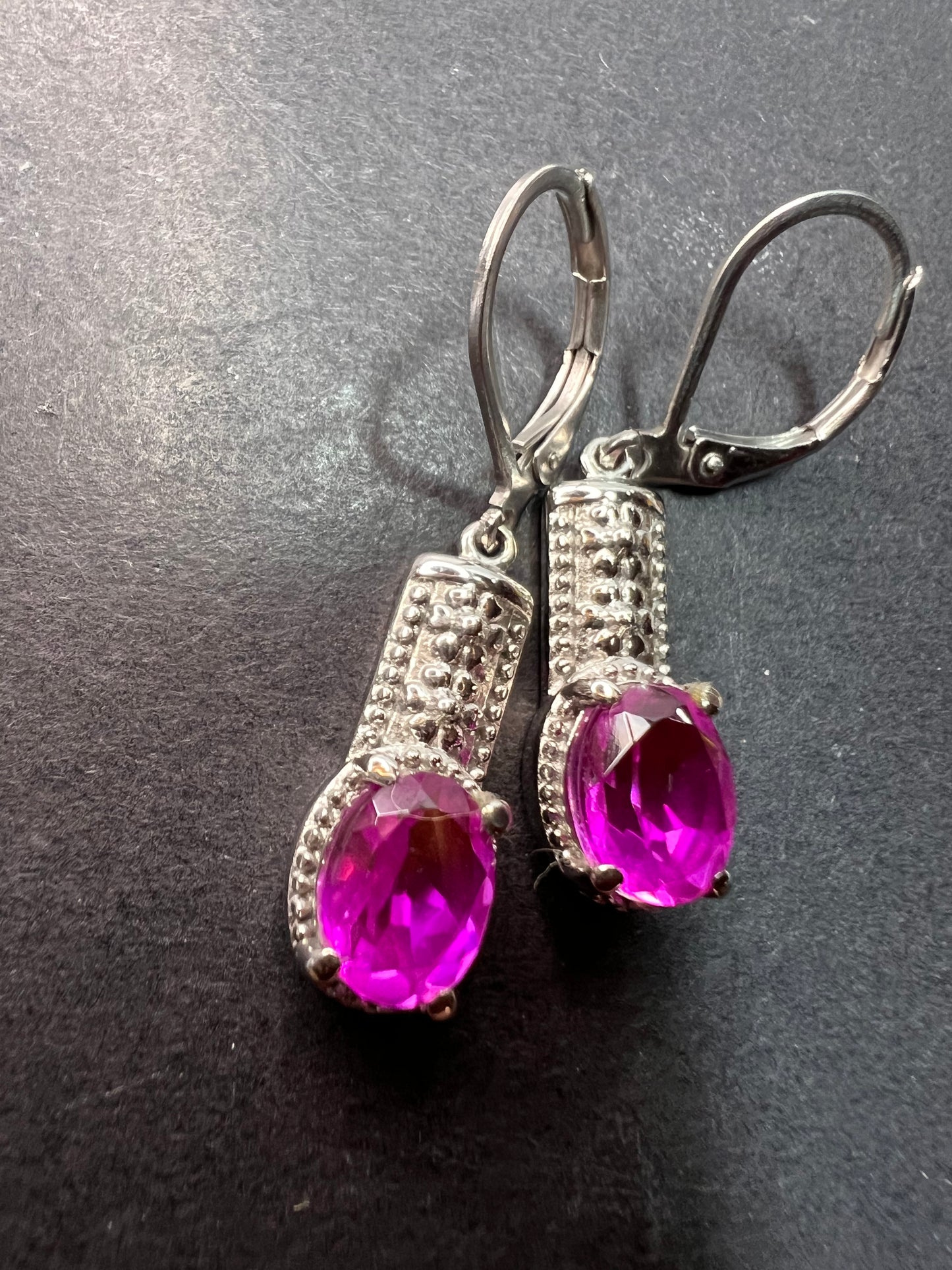 Radiant orchid quartz dangle earrings in stainless steel *NEW*