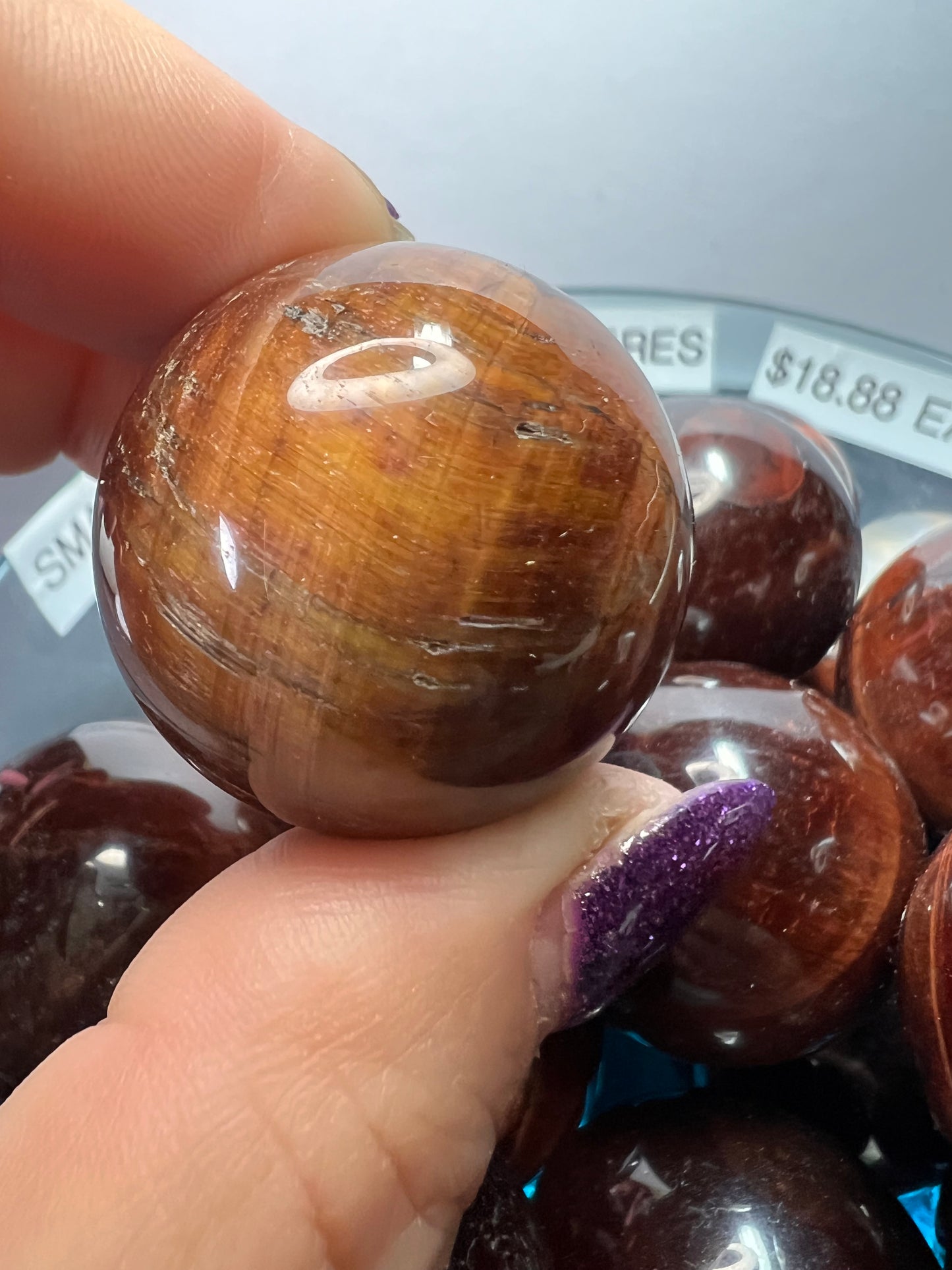 Red tigers eye sphere