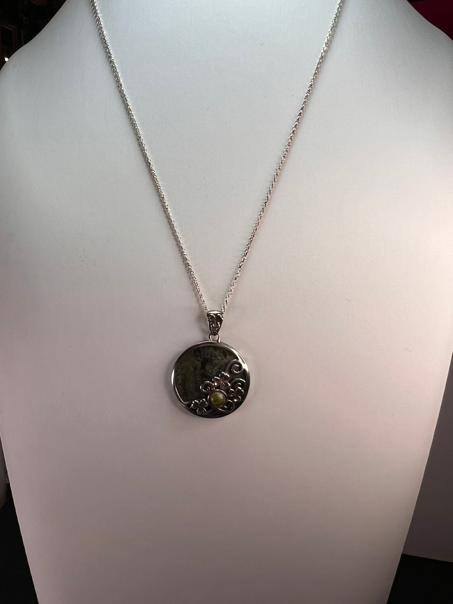 Connemara marble pendant in sterling silver with 18 inch chain