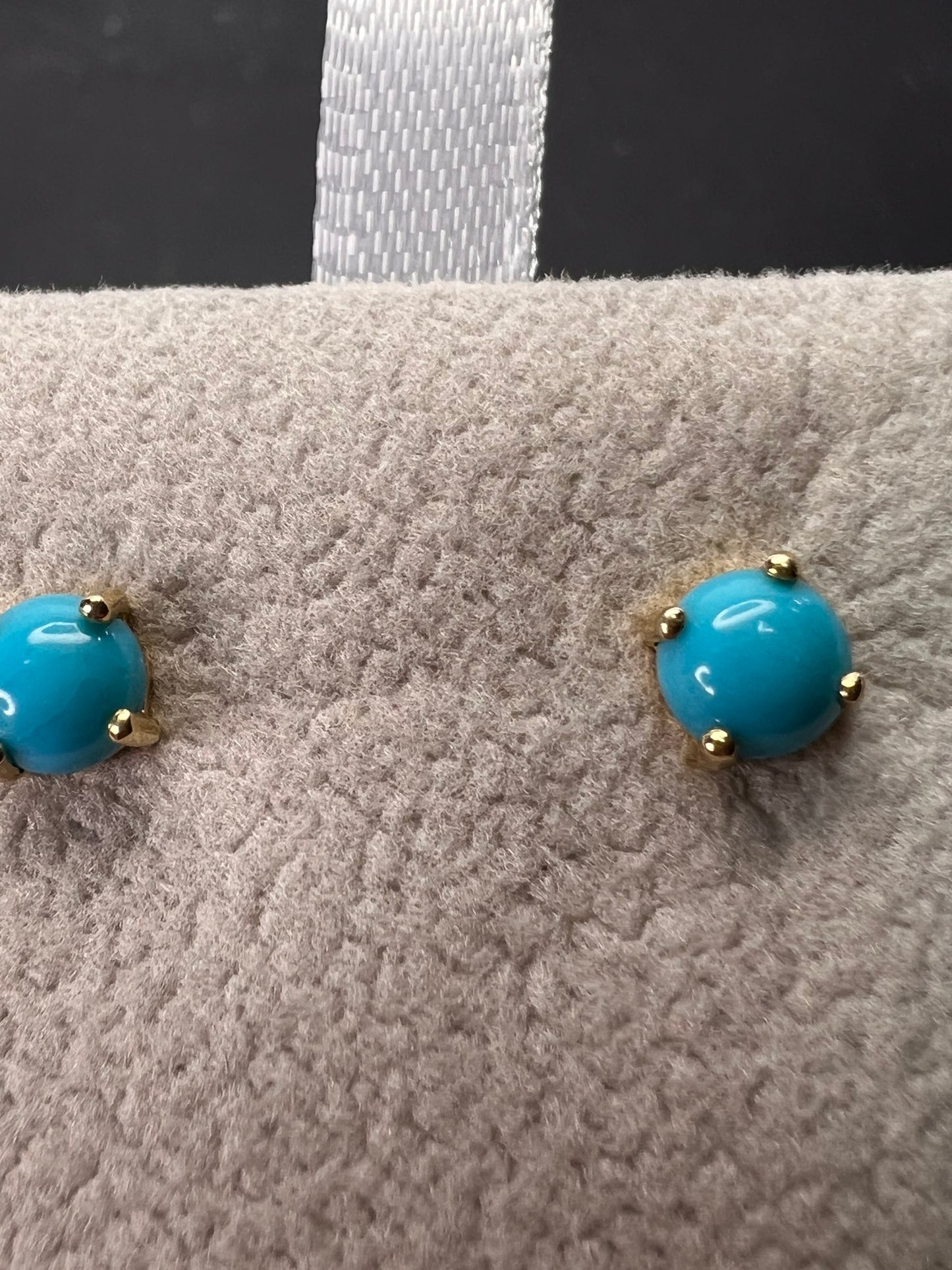 Sleeping Beauty turquoise stud earrings in gold over sterling