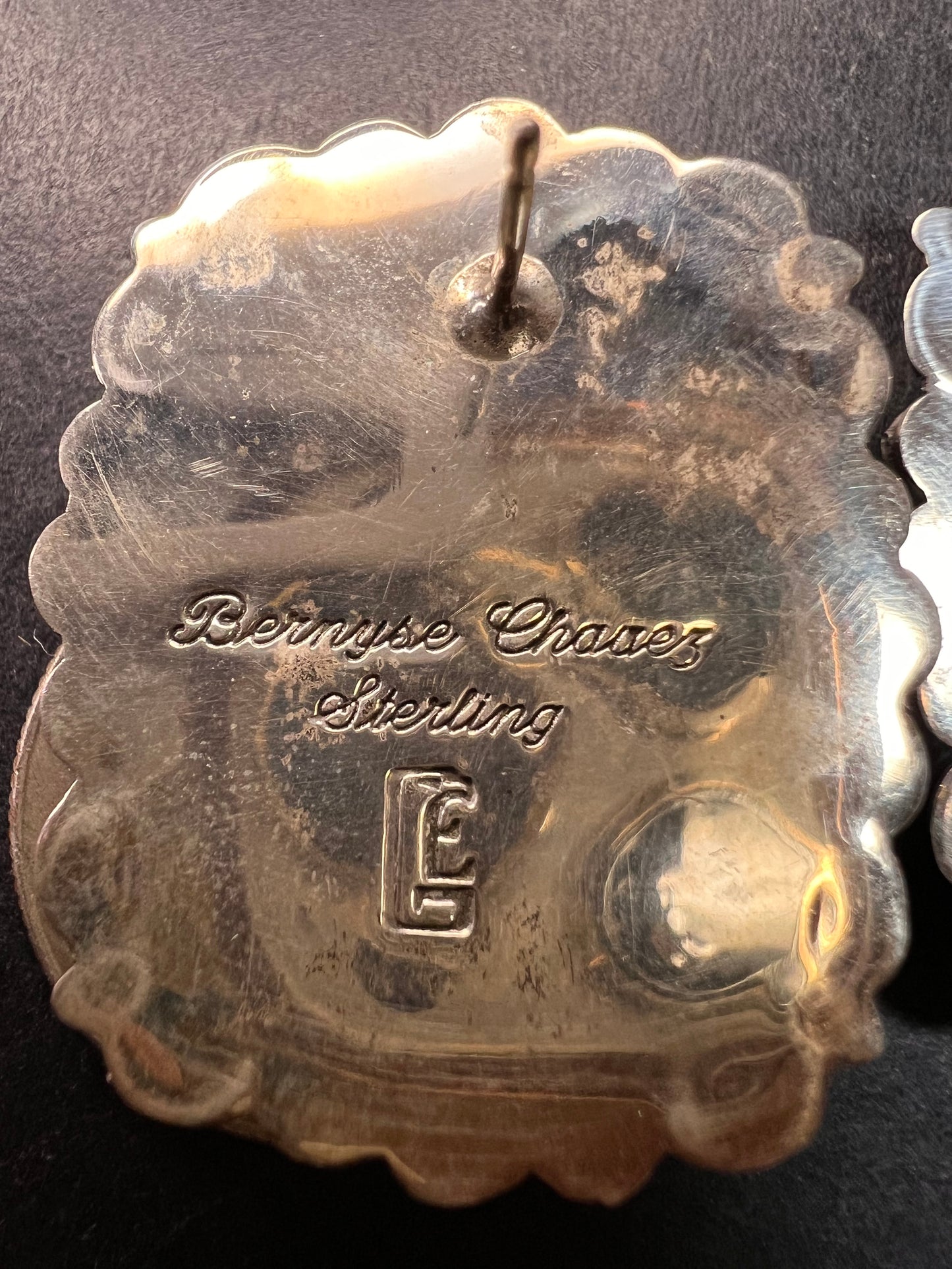 Signed Vintage Dead Stock Bernyse Chavez Sterling Turquoise Lapis Earrings