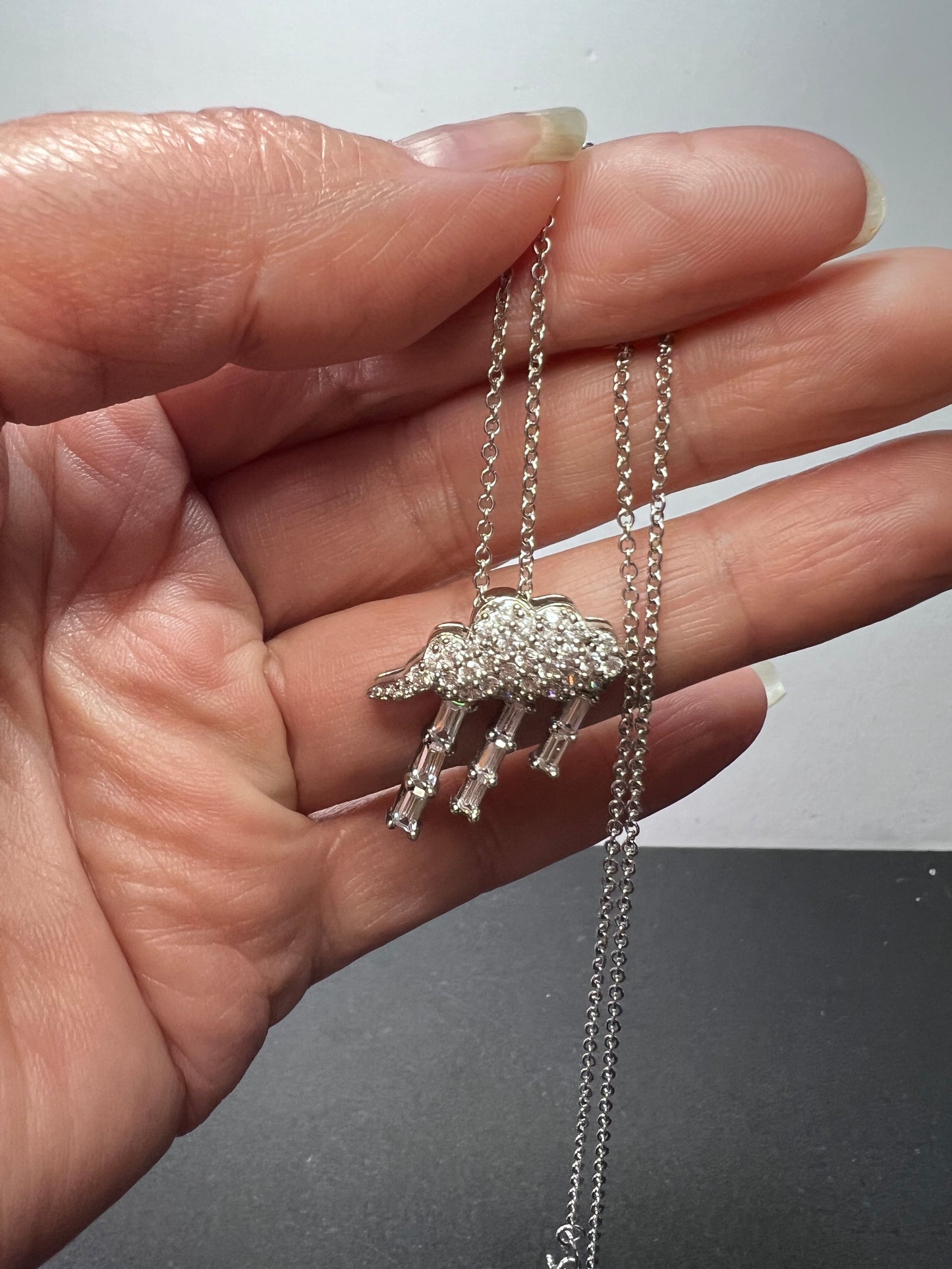 Sterling silver rain cloud pendant by Remy Rotenier