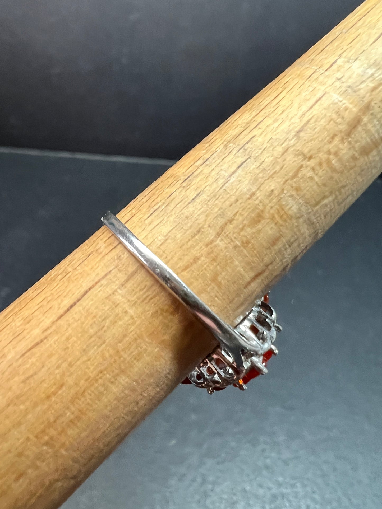 Vintage Sterling Silver Mexican Fire Opal Floral Cluster Ring Sz 9