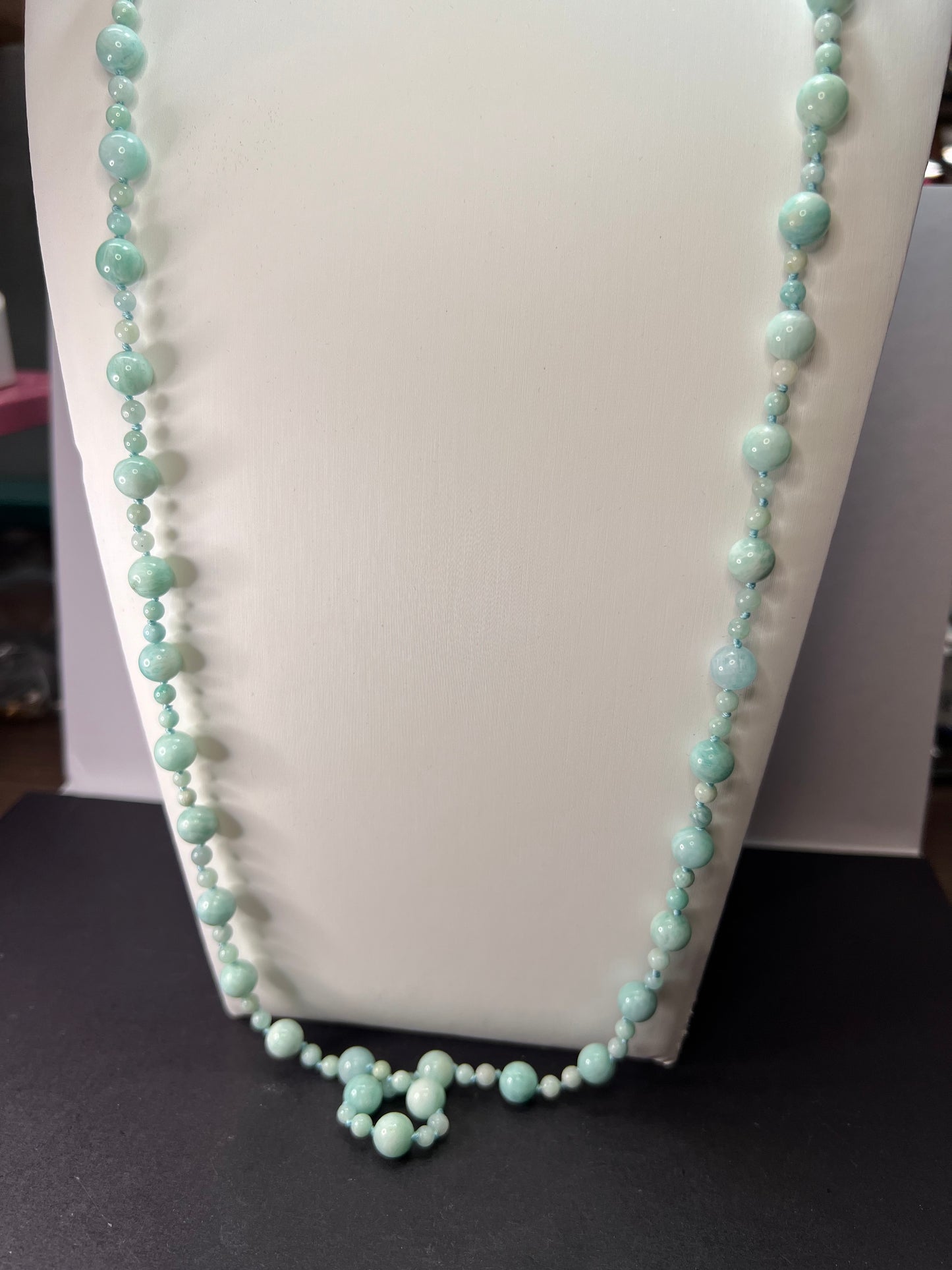 Amazonite knotted 36 inch endless necklace