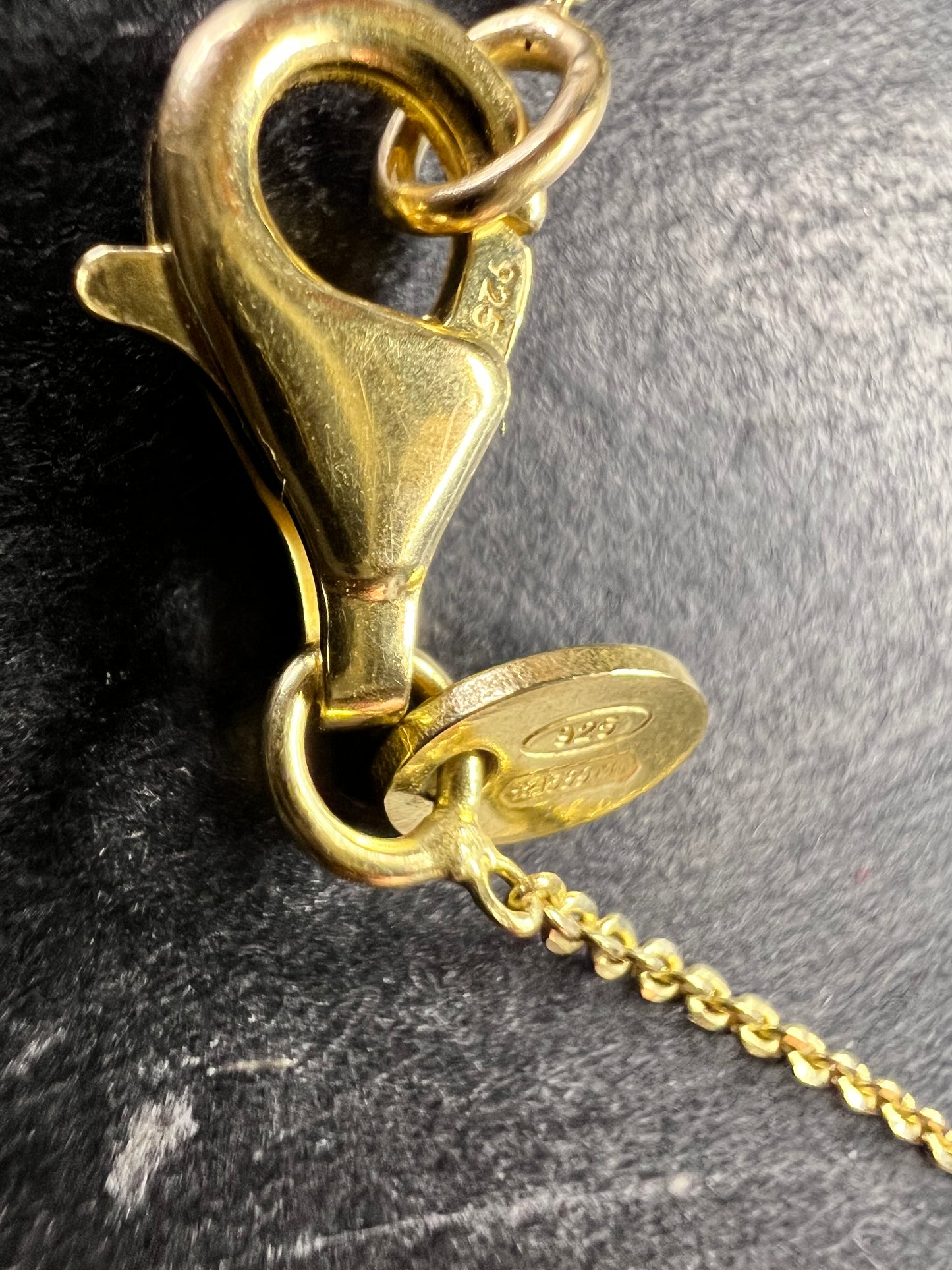 Dumortierite Pendant Necklace 23” Gold Over 925 Italy Adjustable