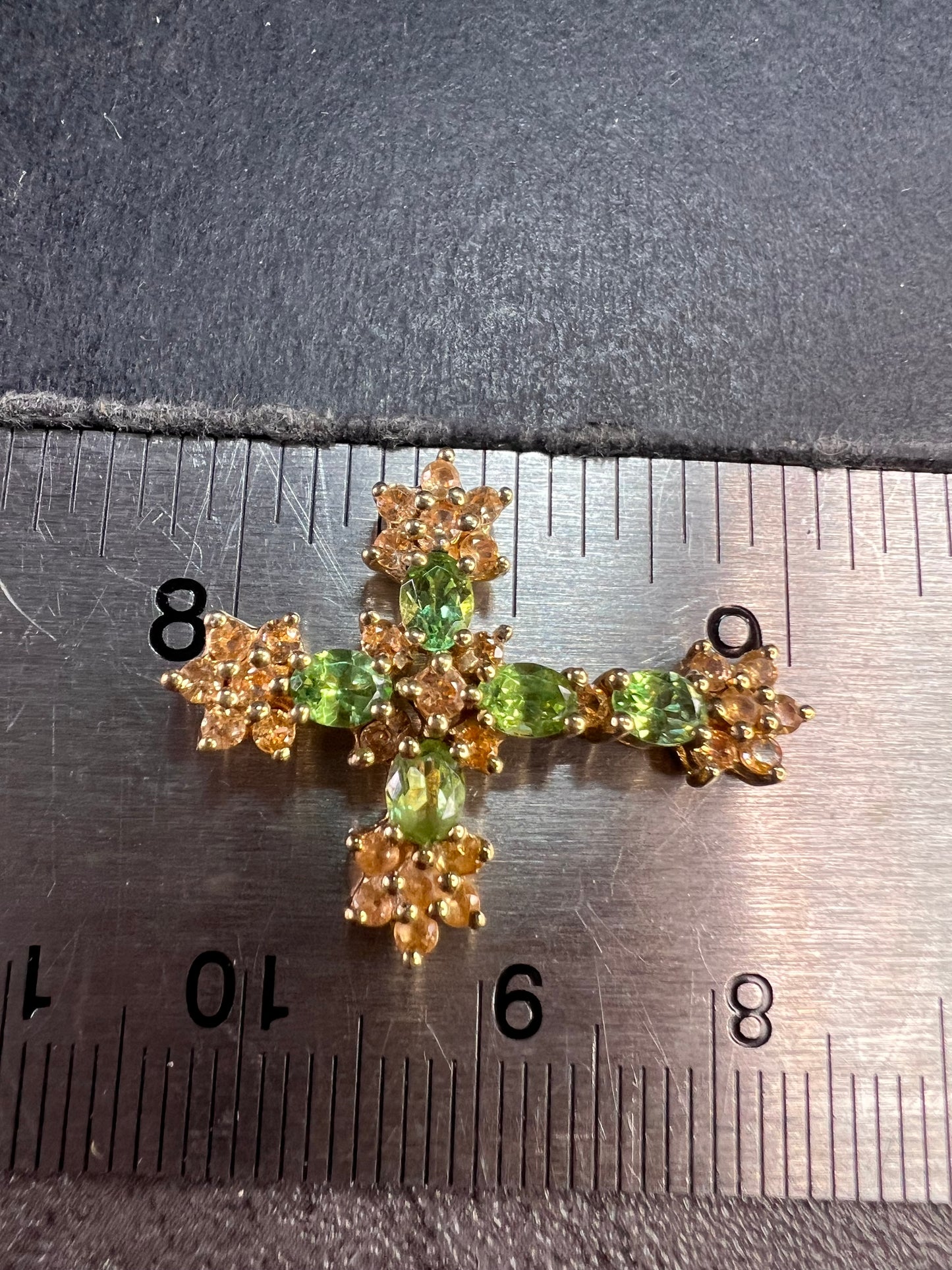 Vintage 10K Yellow Gold Tsavorite and Golden Beryl Cross Pendant – Samuel Aaron