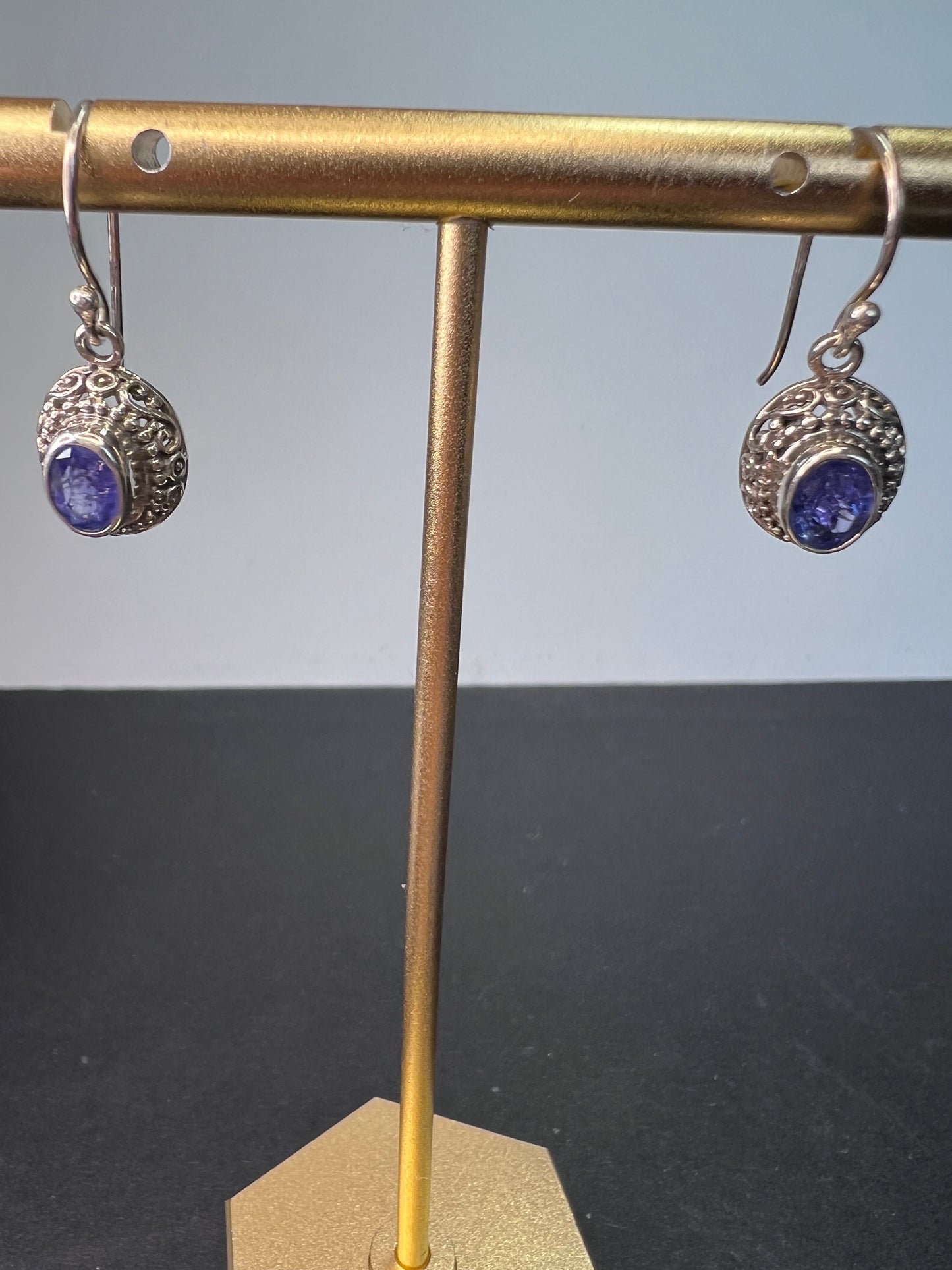 Tanzanite sterling silver earrings