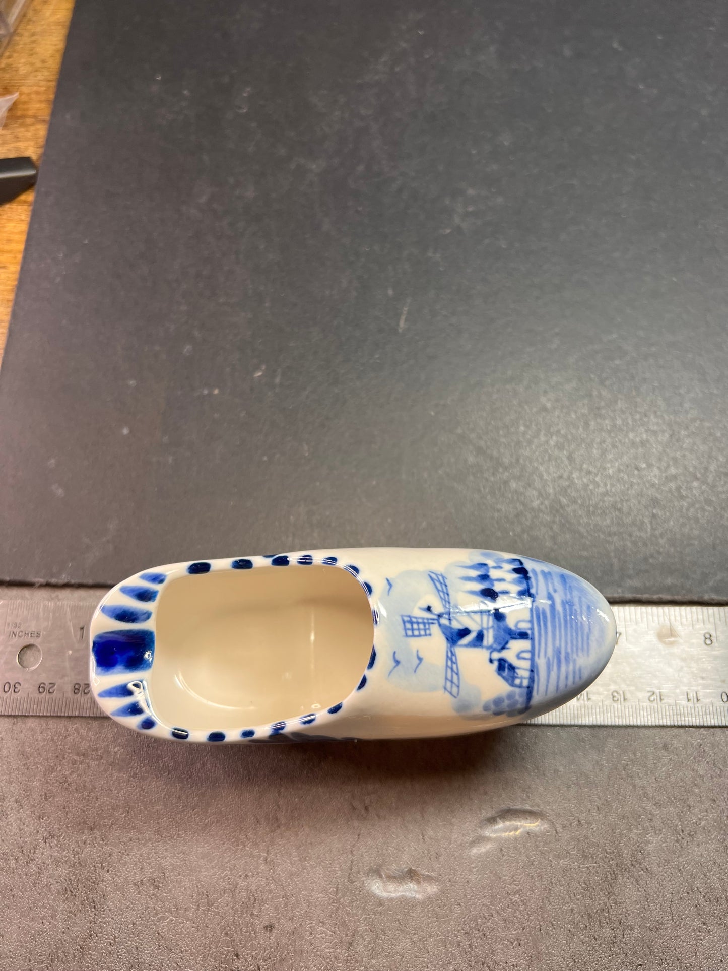 Vintage Blue White Delft Style Ceramic Dutch Clog Souvenir Trinket Dish 4"