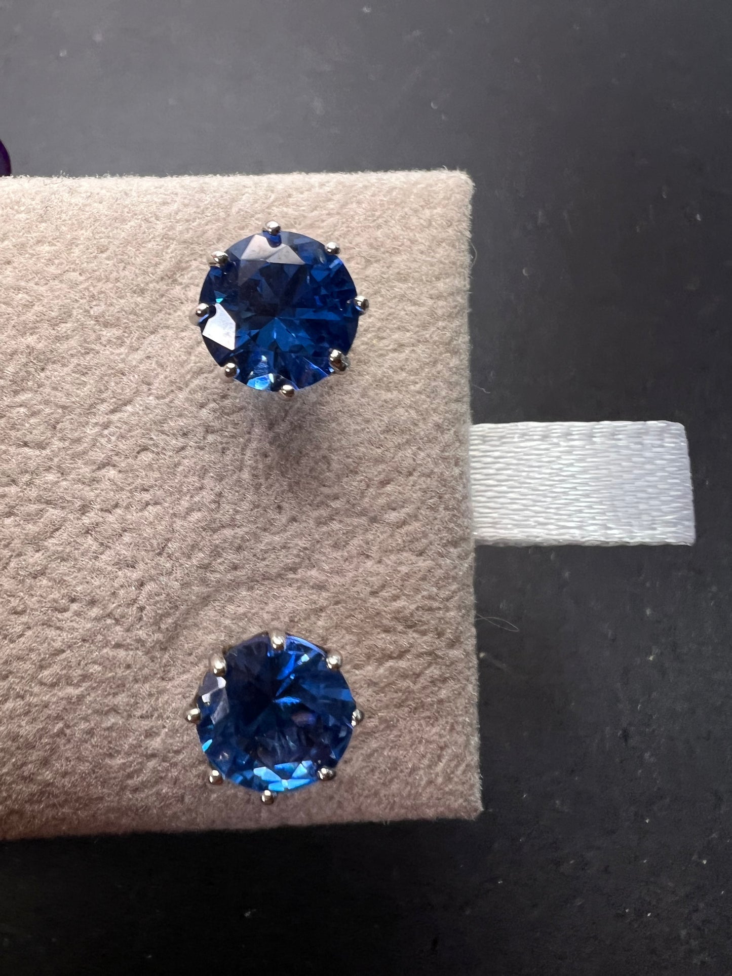 Blue lab spinel sterling silver stud earrings