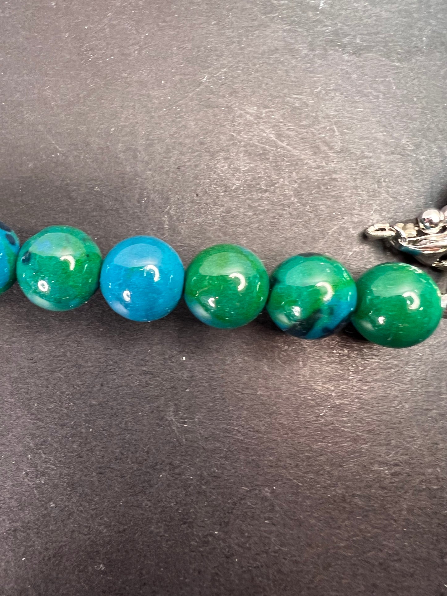 Chrysocolla beaded 20 inch necklace with sterling silver clasp *NEW*