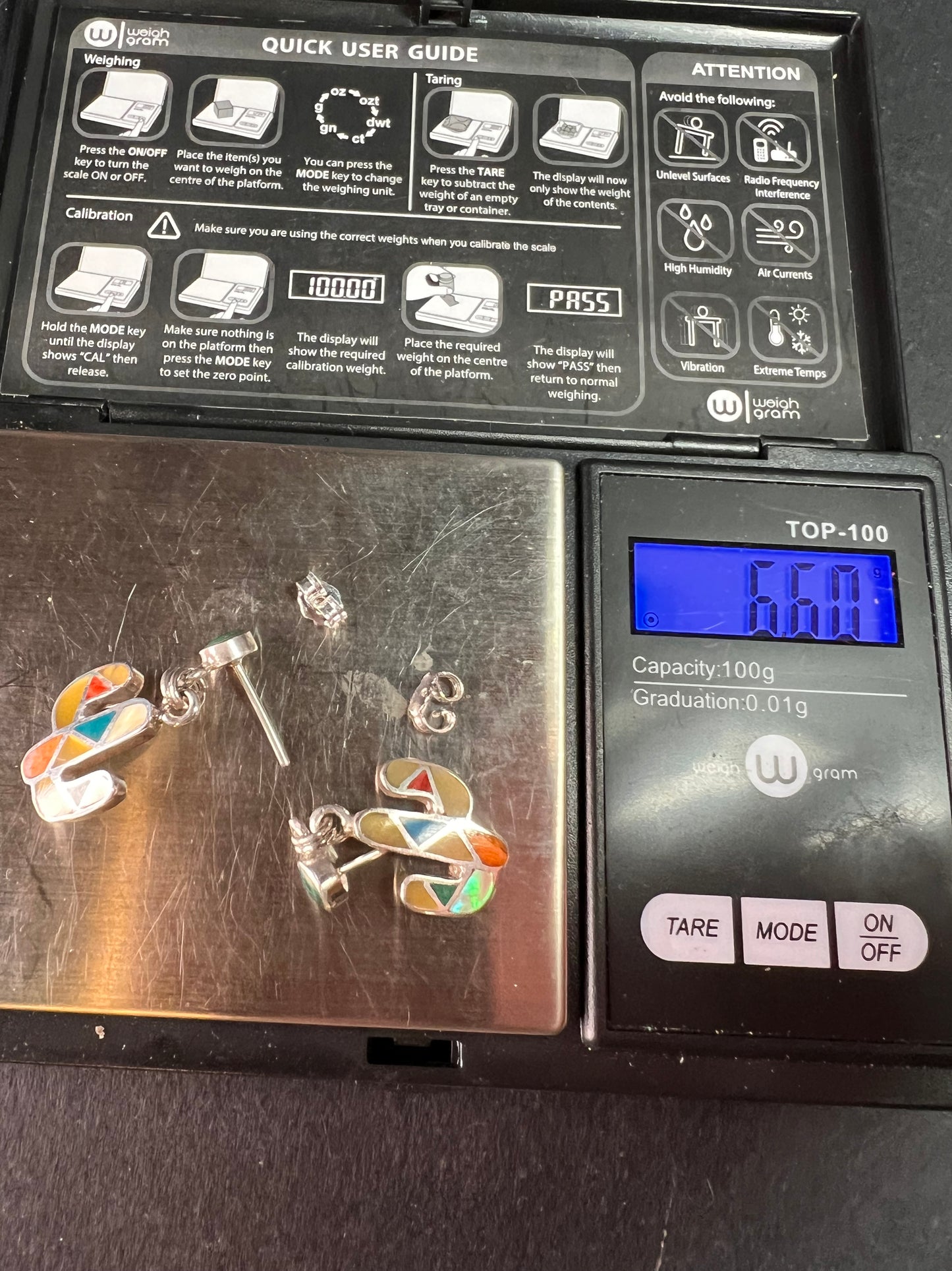 NEW Sterling Silver Peruvian Artistry Mosaic Cactus Earrings – Multi-Gemstone Inlay