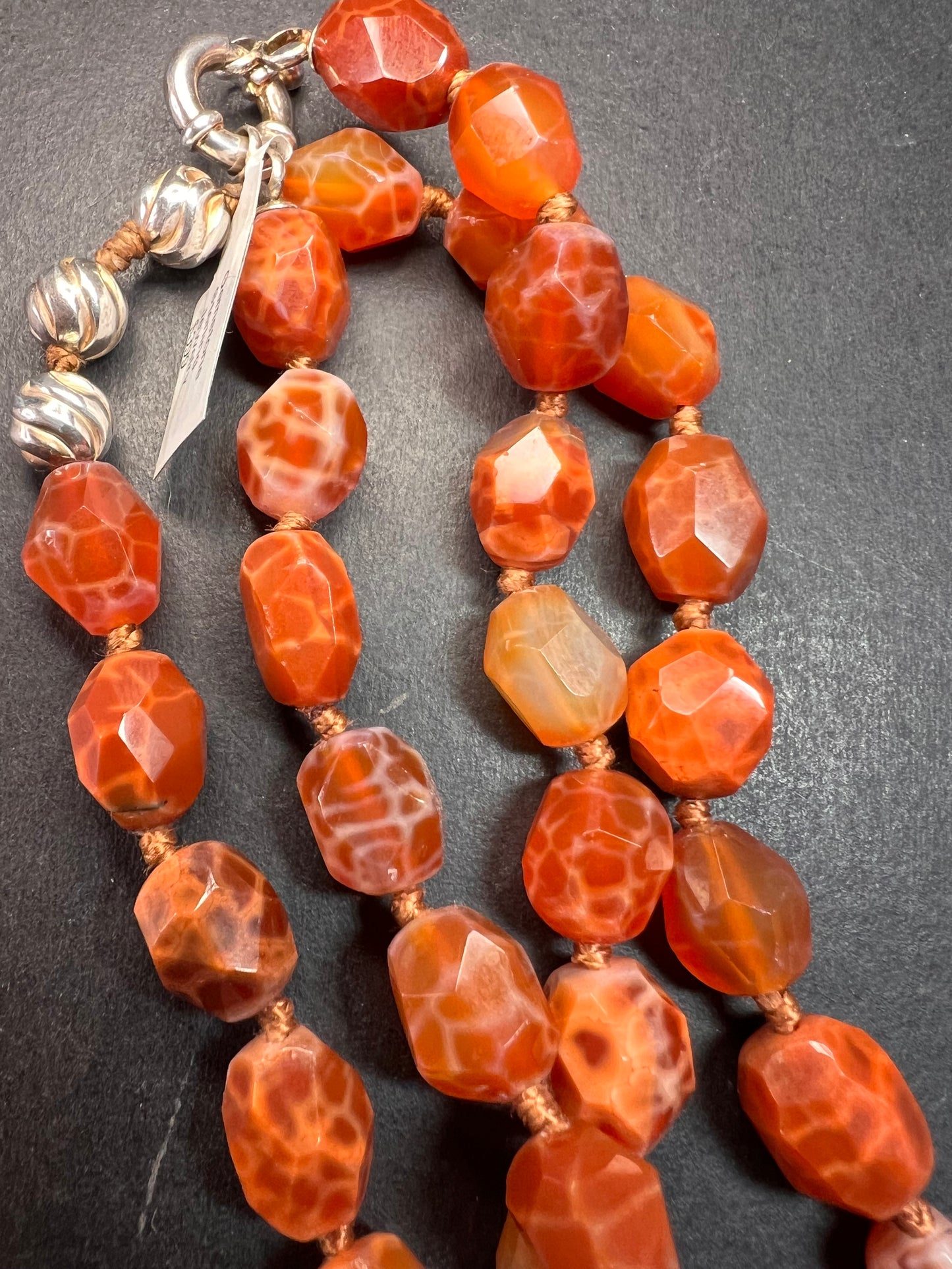 NEW fire agate Sterling silver necklace