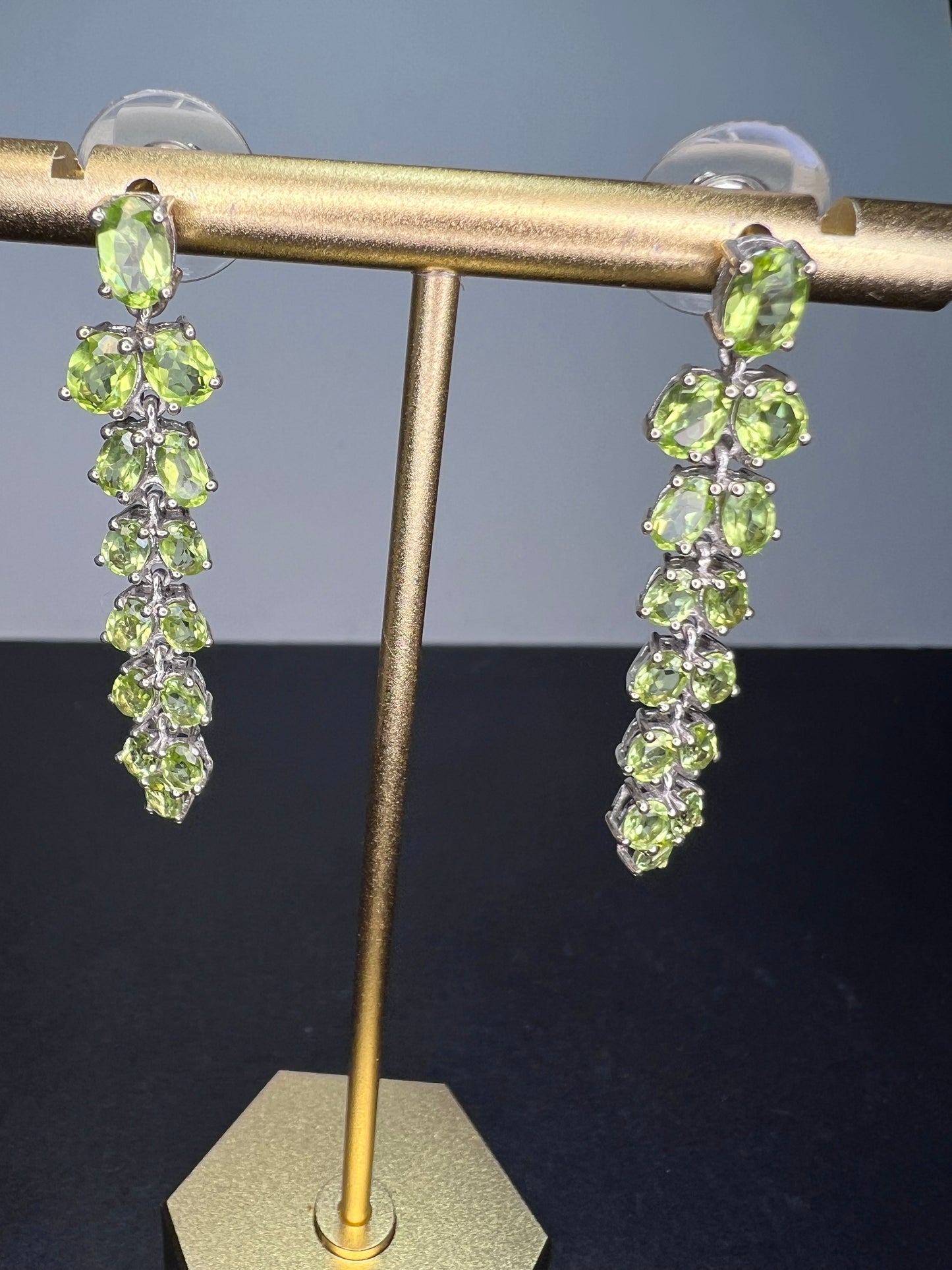 Peridot sterling silver chandelier earrings