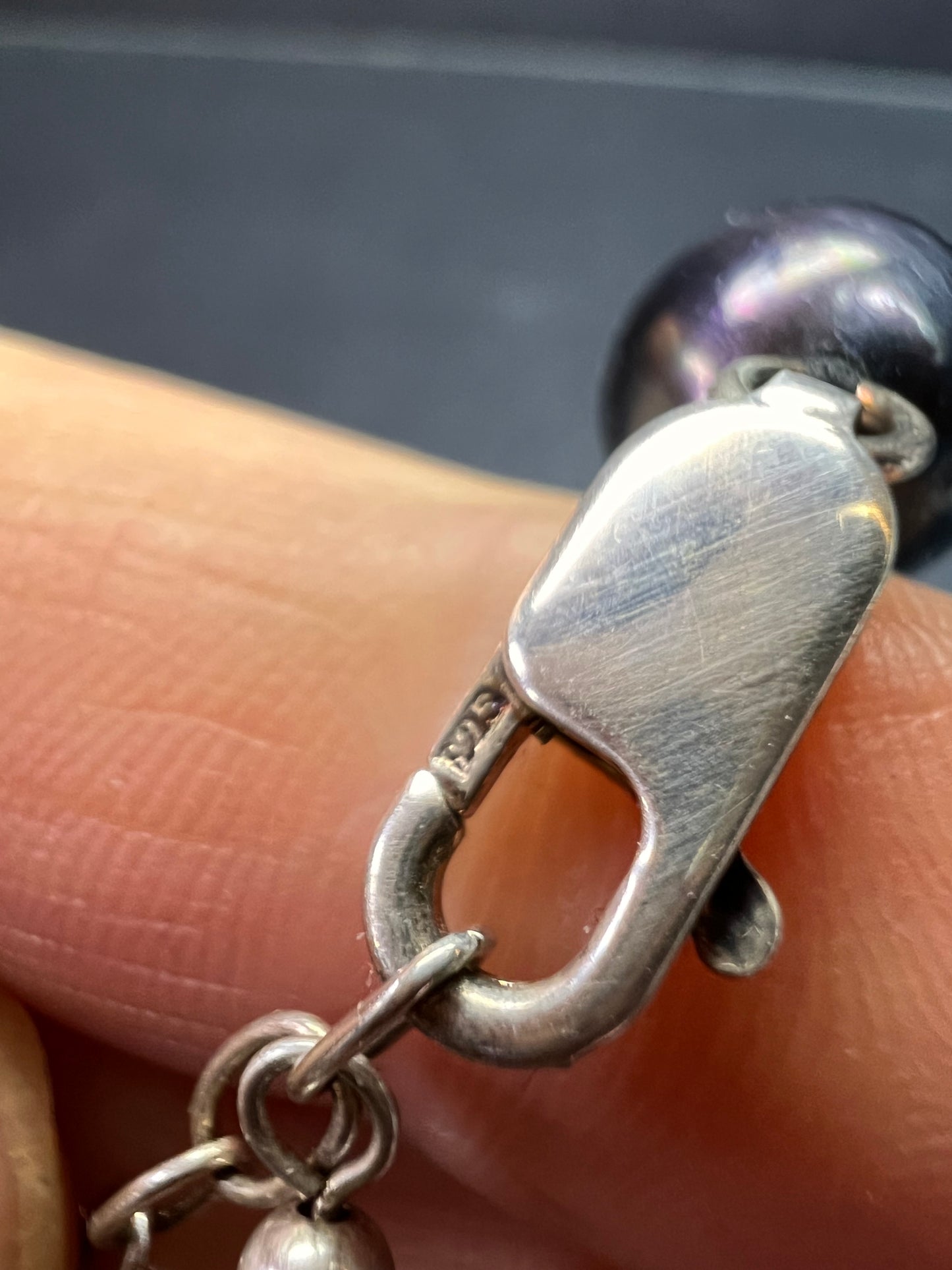 New Black Cultured Freshwater Pearl Necklace 11mm, 18–20”, 925 Silver