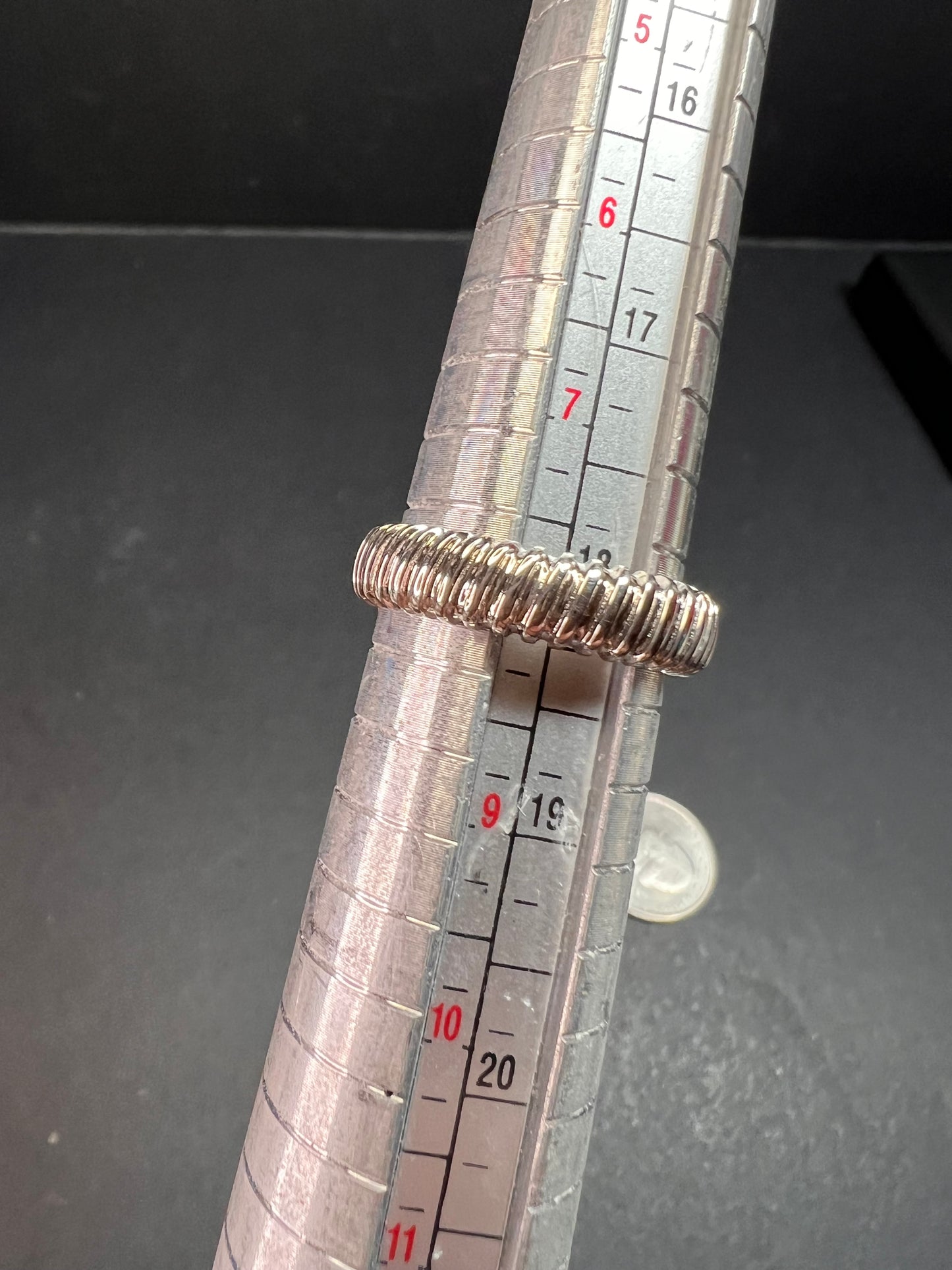 NEW labradorite ring in platinum over brass size 8