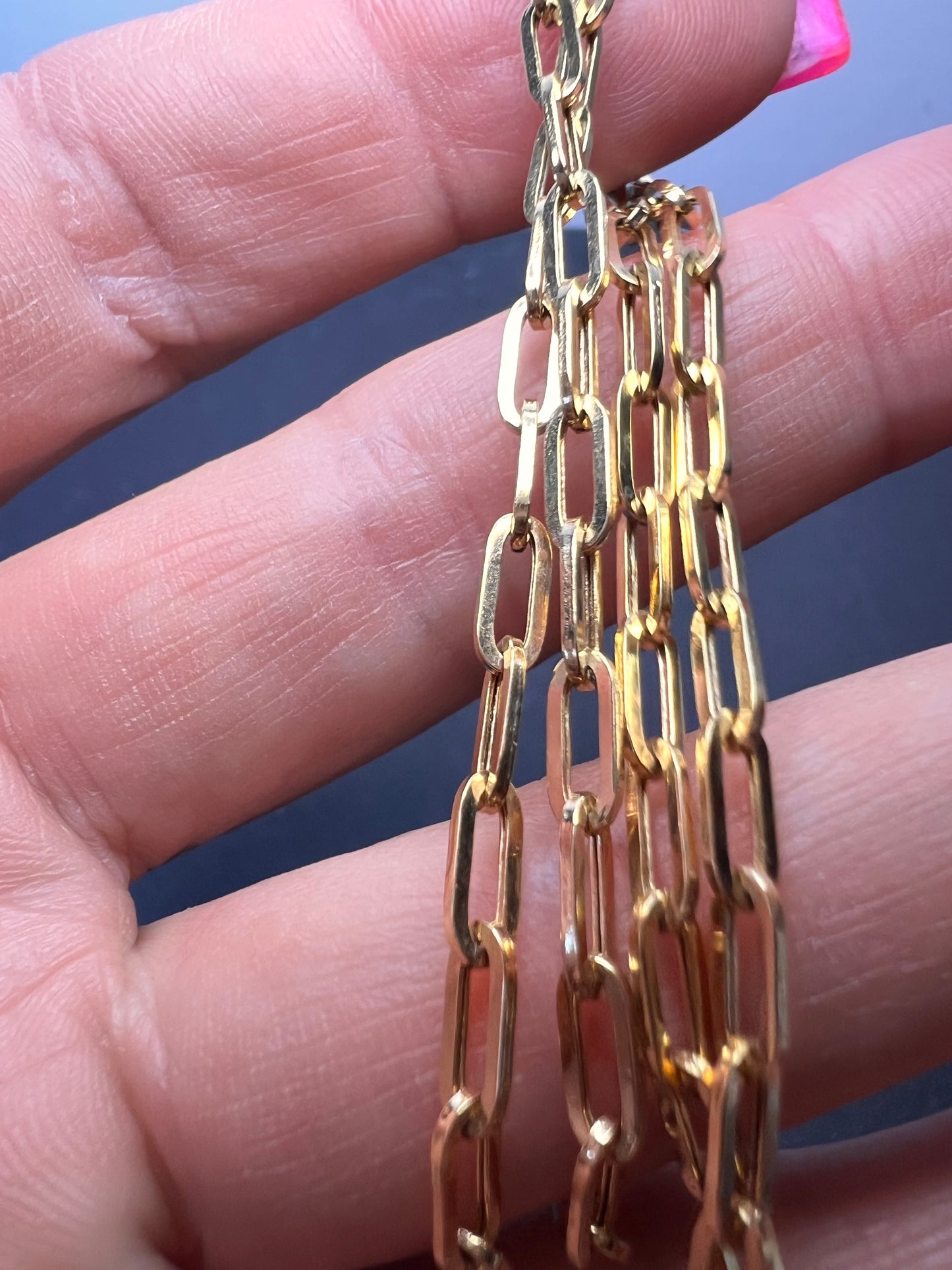 10K Yellow Gold Paper Clip Necklace 18 inches 3.63 Grams