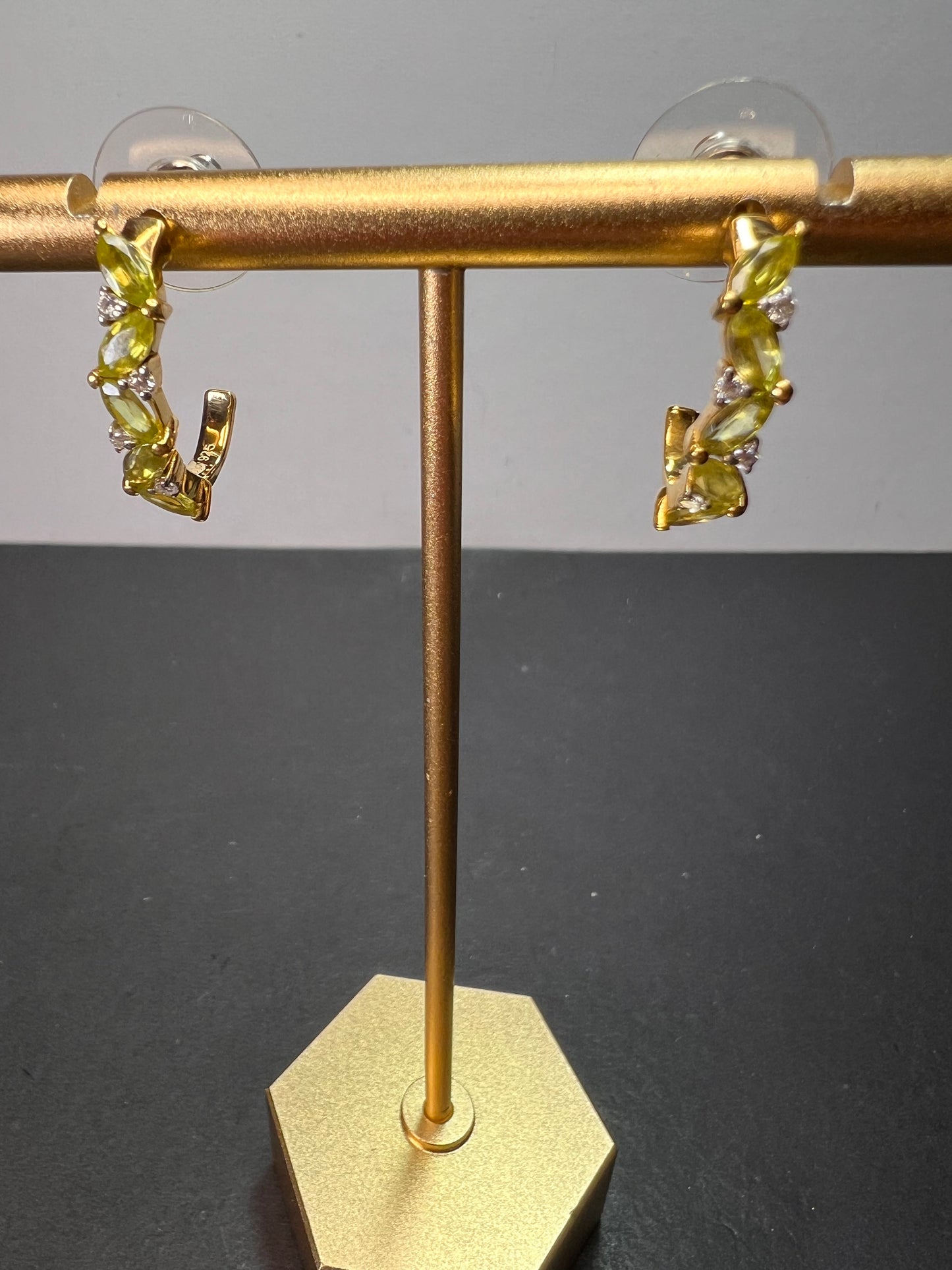 Sava sphene and moissanite j-hoop earrings in vermeil yellow gold over sterling silver 1.75 ctw