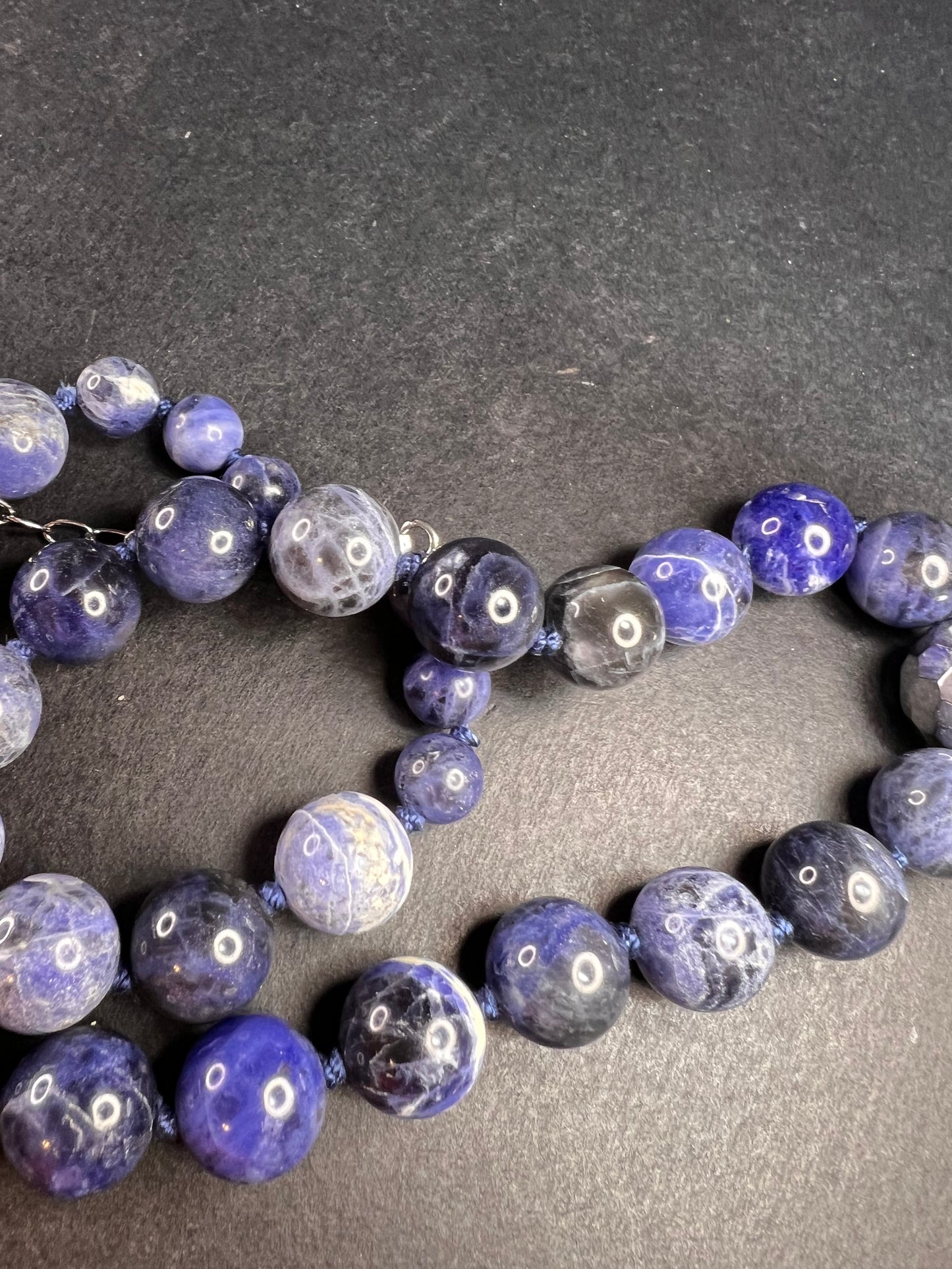 NEW sodalite and hematite necklace with sterling silver clasp