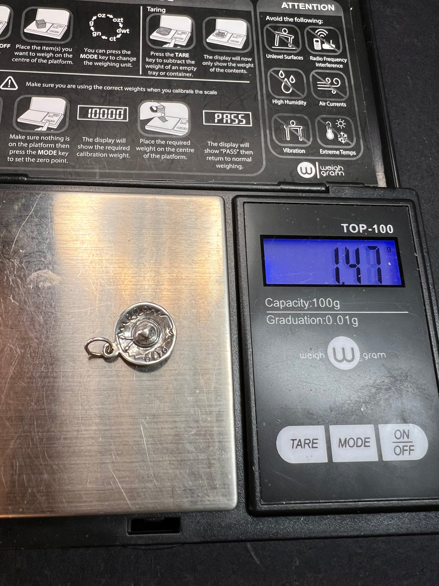 Vintage Sterling Silver Sombrero Hat Pendant Charm