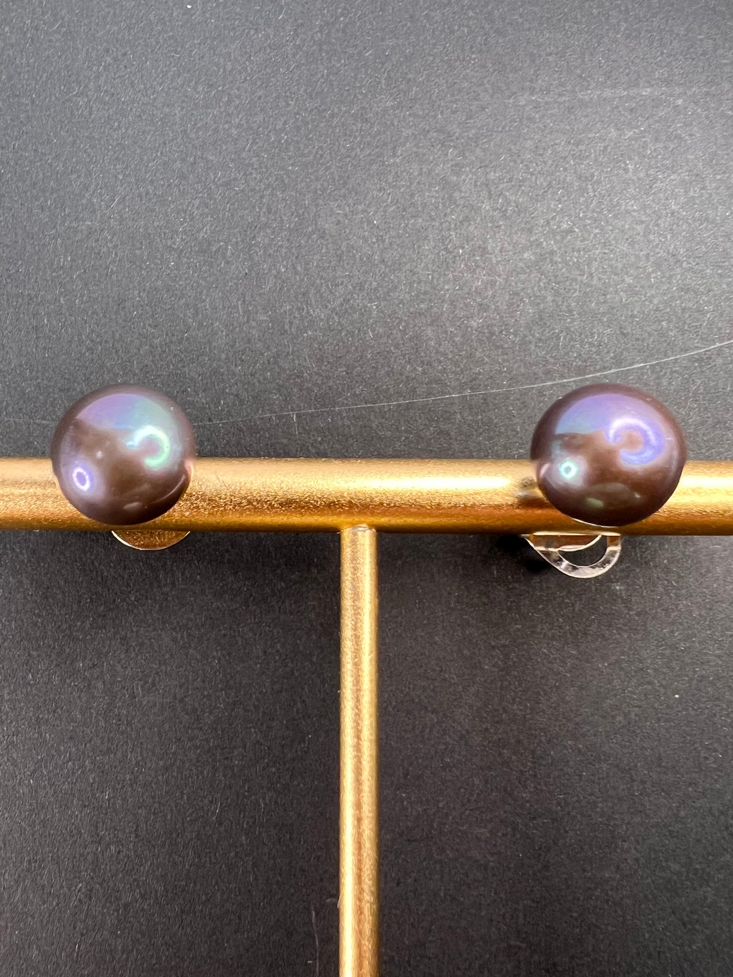 10mm Honora black pearl sterling silver stud earrings