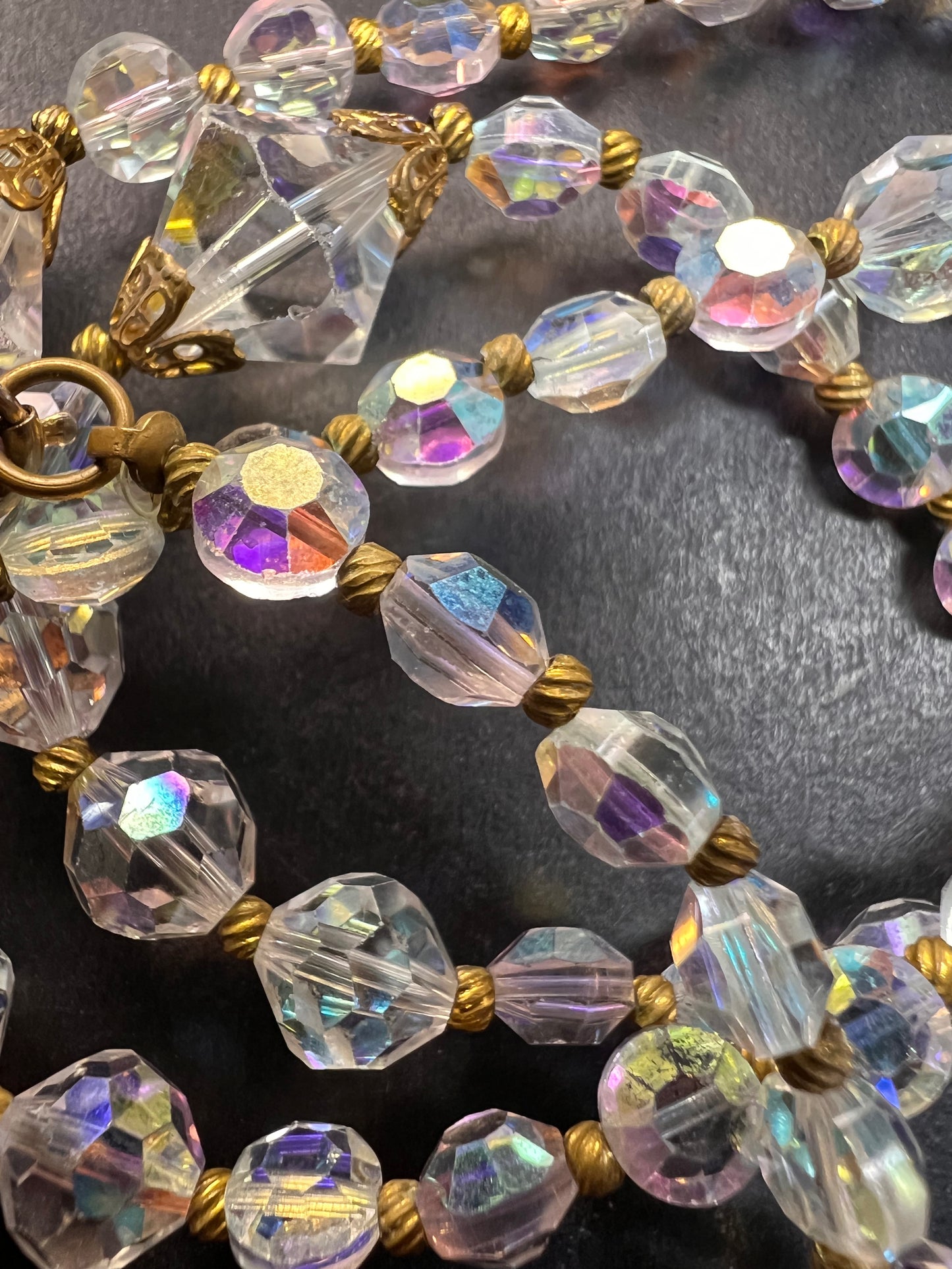 Vintage Aurora Borealis crystal beaded necklace