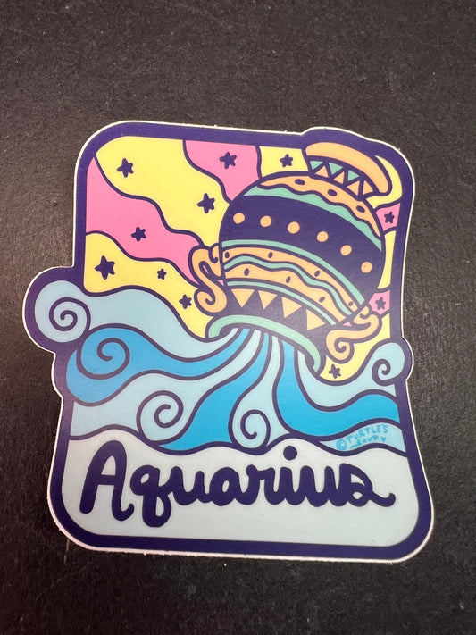 Turtle’s Soup Aquarius Zodiac Sticker – Waterproof Vinyl