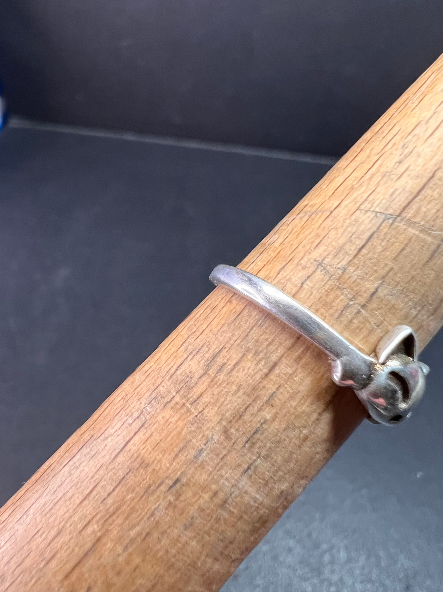 Vintage Sterling Silver Adjustable Cat Ring – Size 7