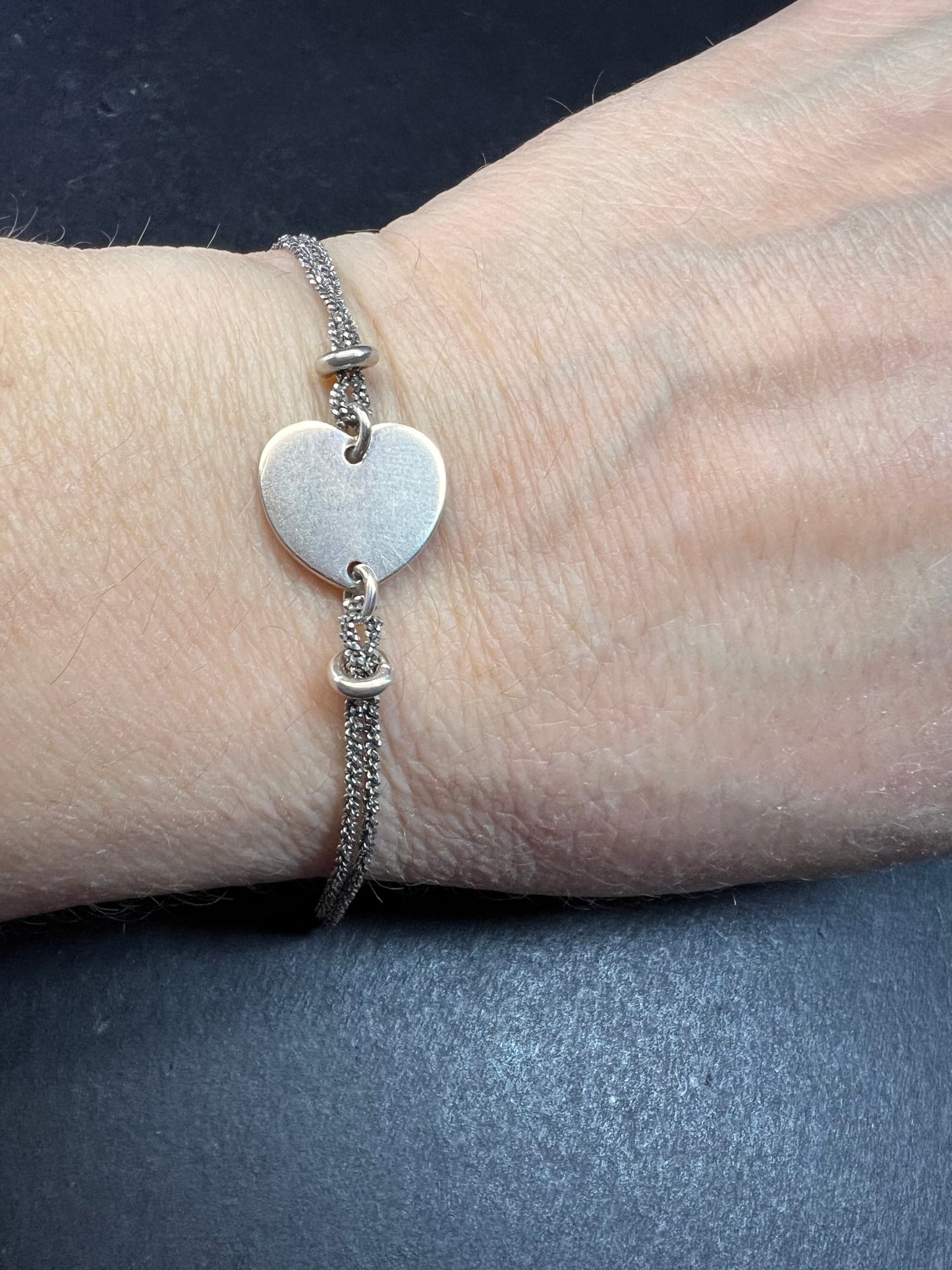 Vintage Dyadema sterling silver two toned heart charm multi chain bracelet