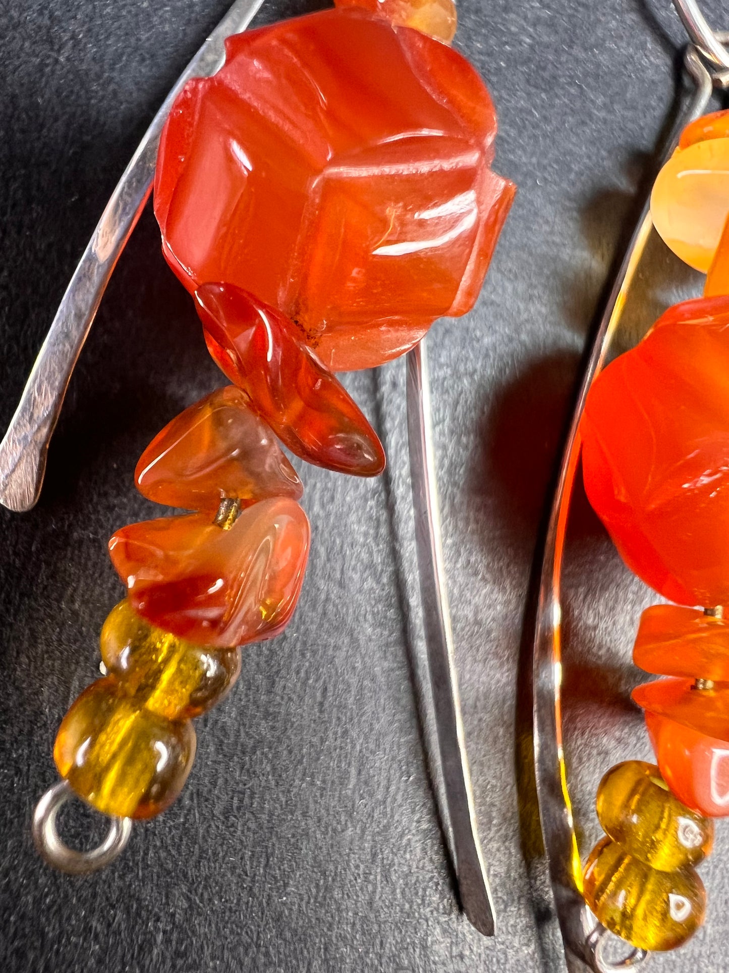 Vintage carnelian sterling silver dangle earrings
