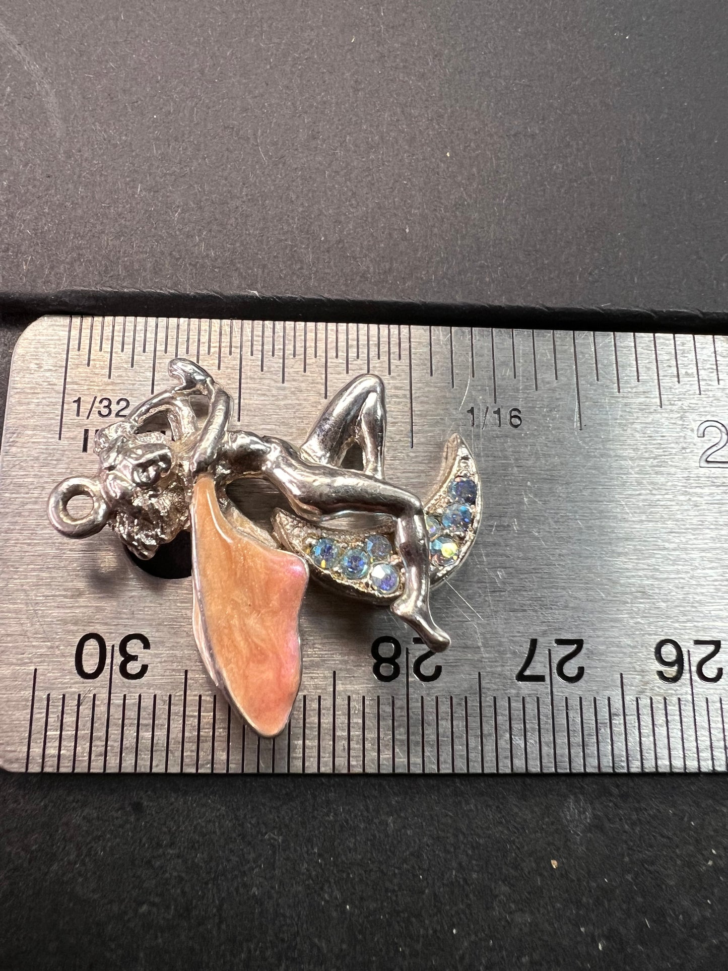 Vintage Kirk’s Folly Fairy Moon Pendant Aurora Borealis Rhinestones