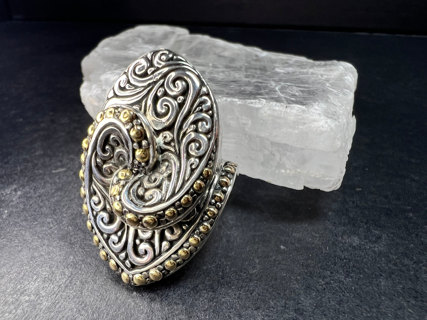 Samuel B Bali Sterling Silver Ring w 18K Gold Accents Size 6