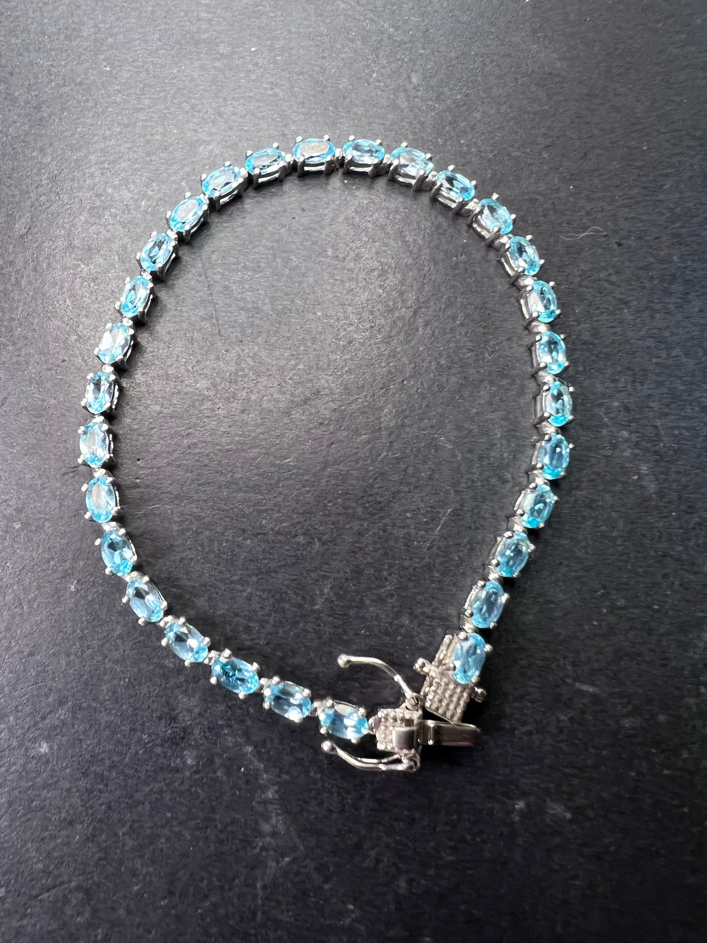 Madagascar Paraiba Apatite Tennis Bracelet in Platinum Over Sterling Silver (7.25 In) 7.15 ctw