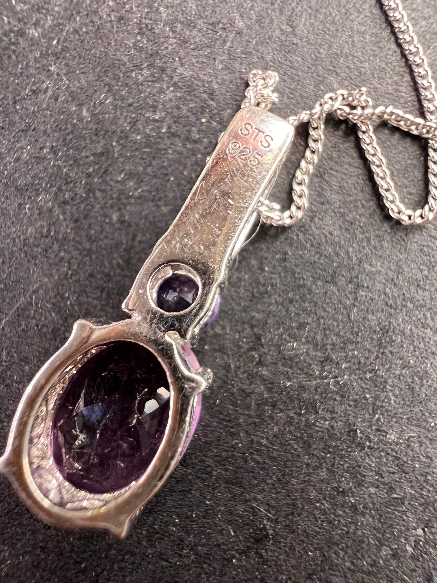 Purple fluorite multi stone sterling silver pendant with 20 inch chain