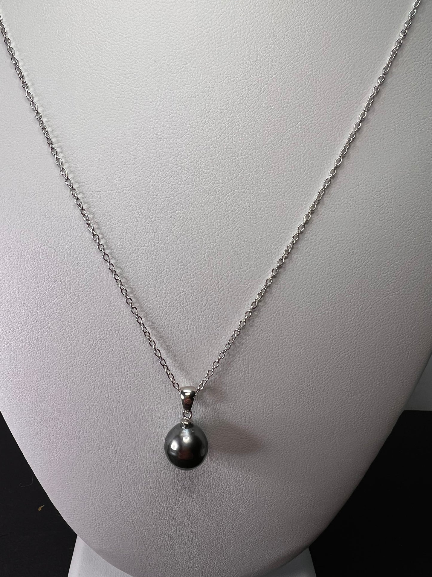 Cultured Tahitian Pearl Rhodium Over Sterling Silver Pendant With 18 Inch Chain