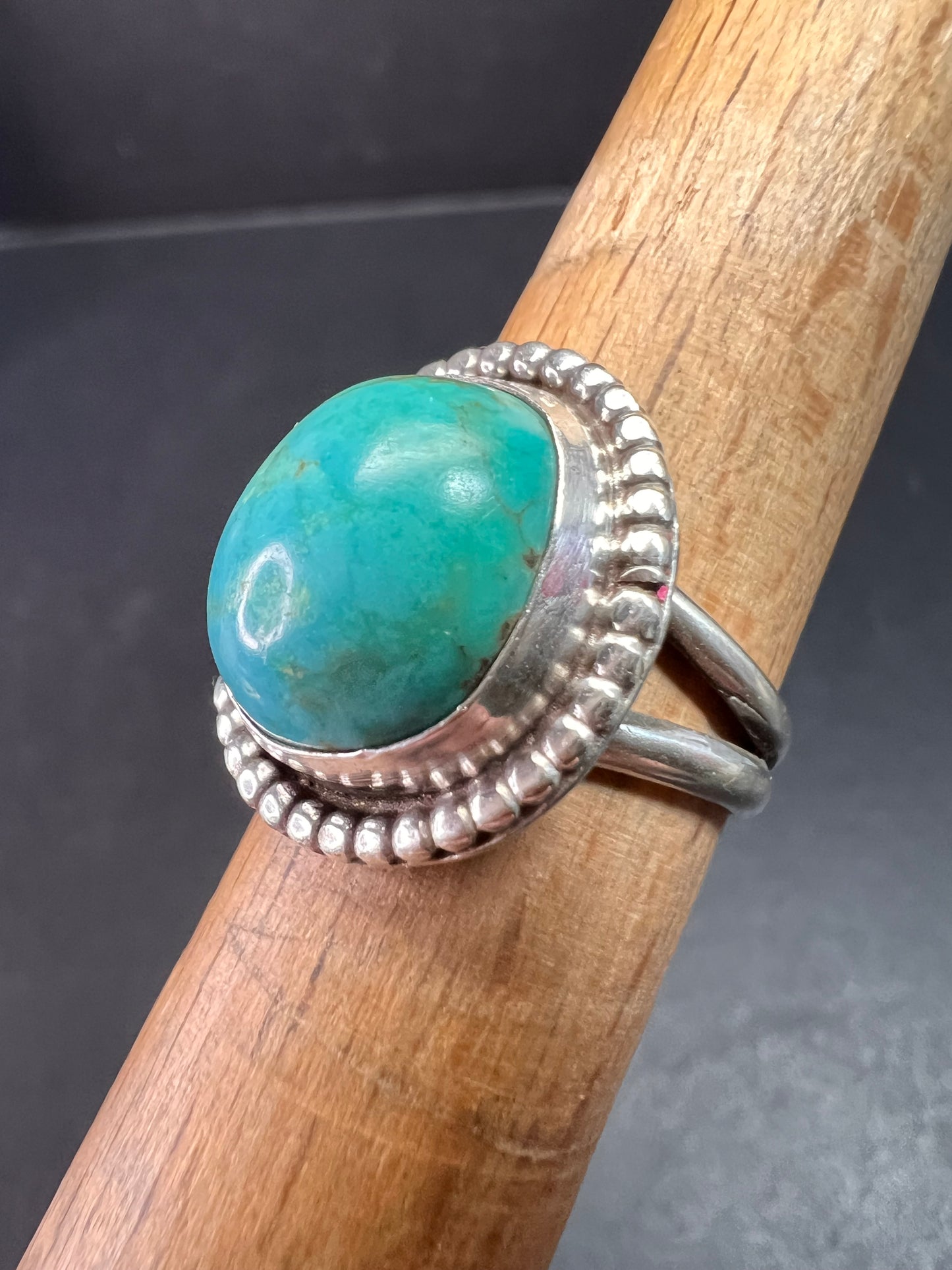 Vintage Handmade Sterling Silver Turquoise Ring – Size 6 – Southwestern Artisan Jewelry
