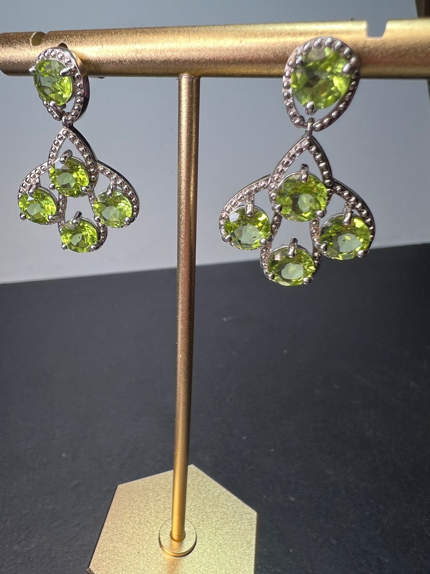 Peridot sterling silver chandelier earrings