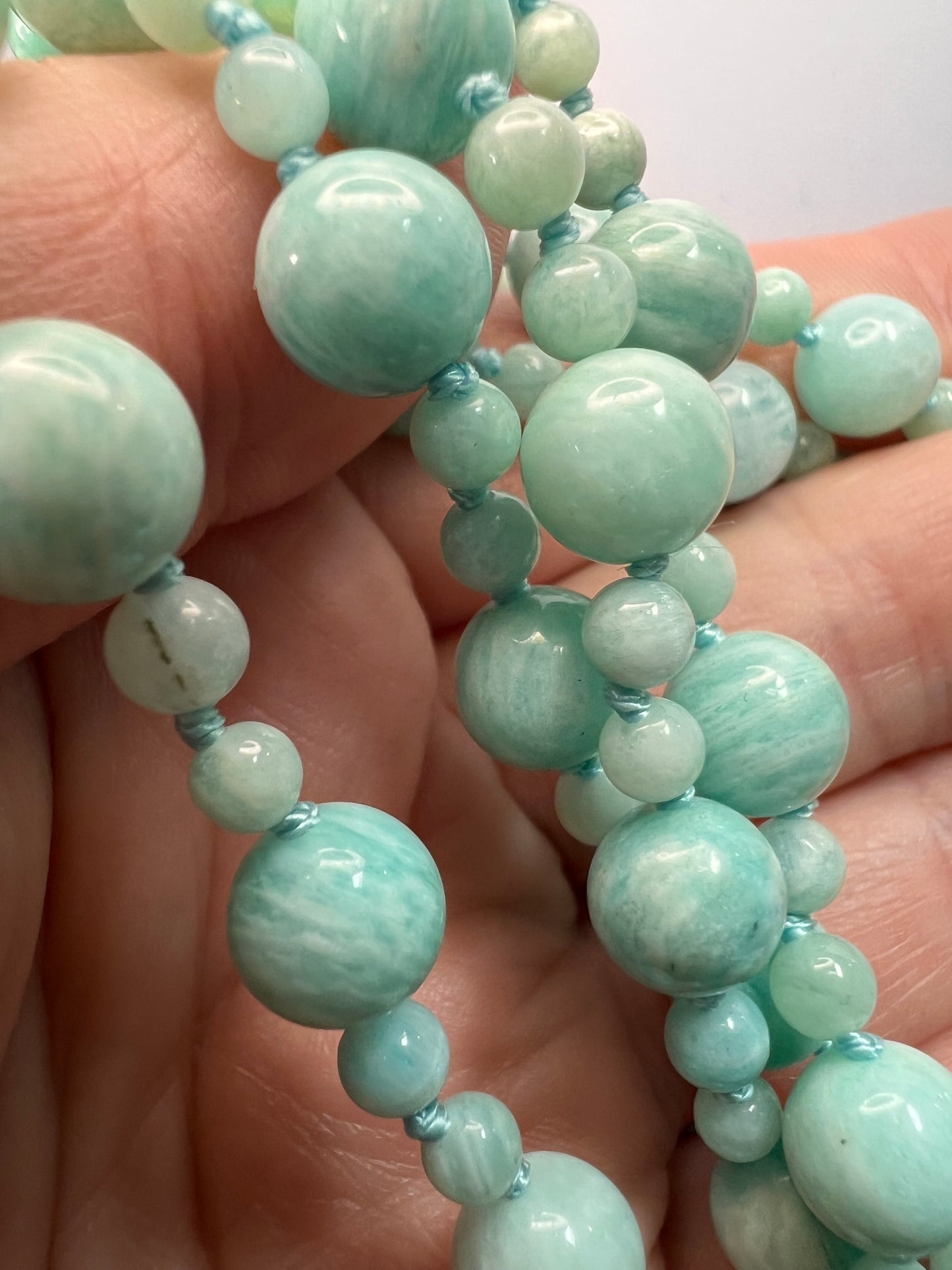 Amazonite knotted 36 inch endless necklace