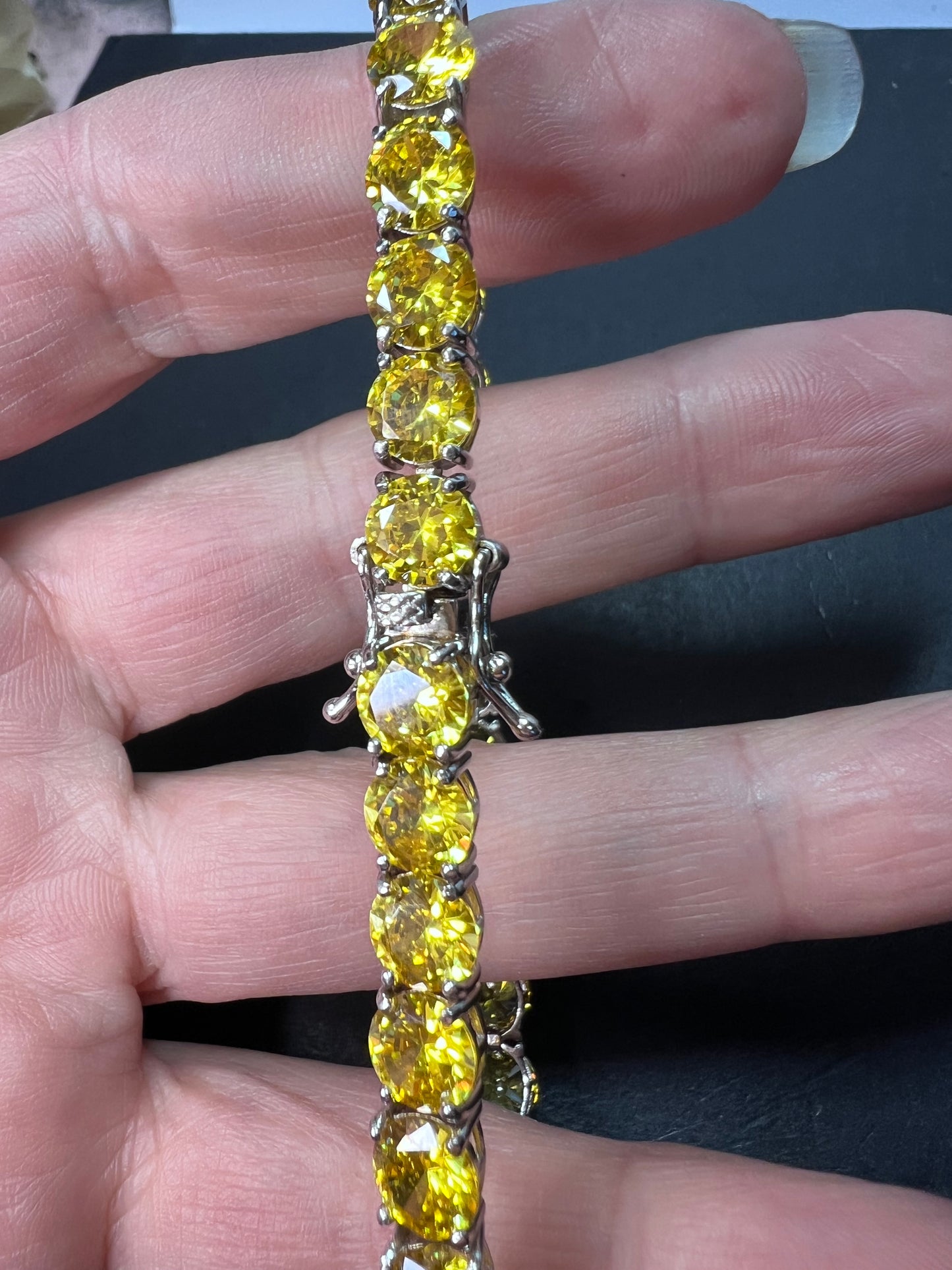 Yellow CZ sterling silver tennis bracelet