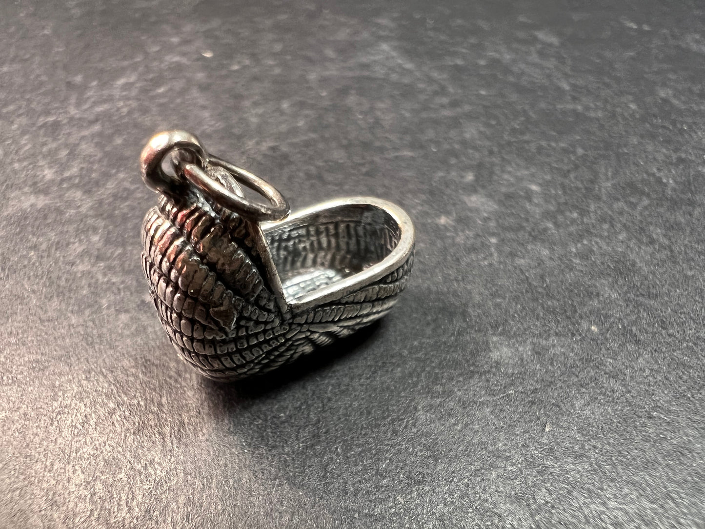 MCM Vintage Sterling Silver Baby Moses Basket Cradle Charm Pendant