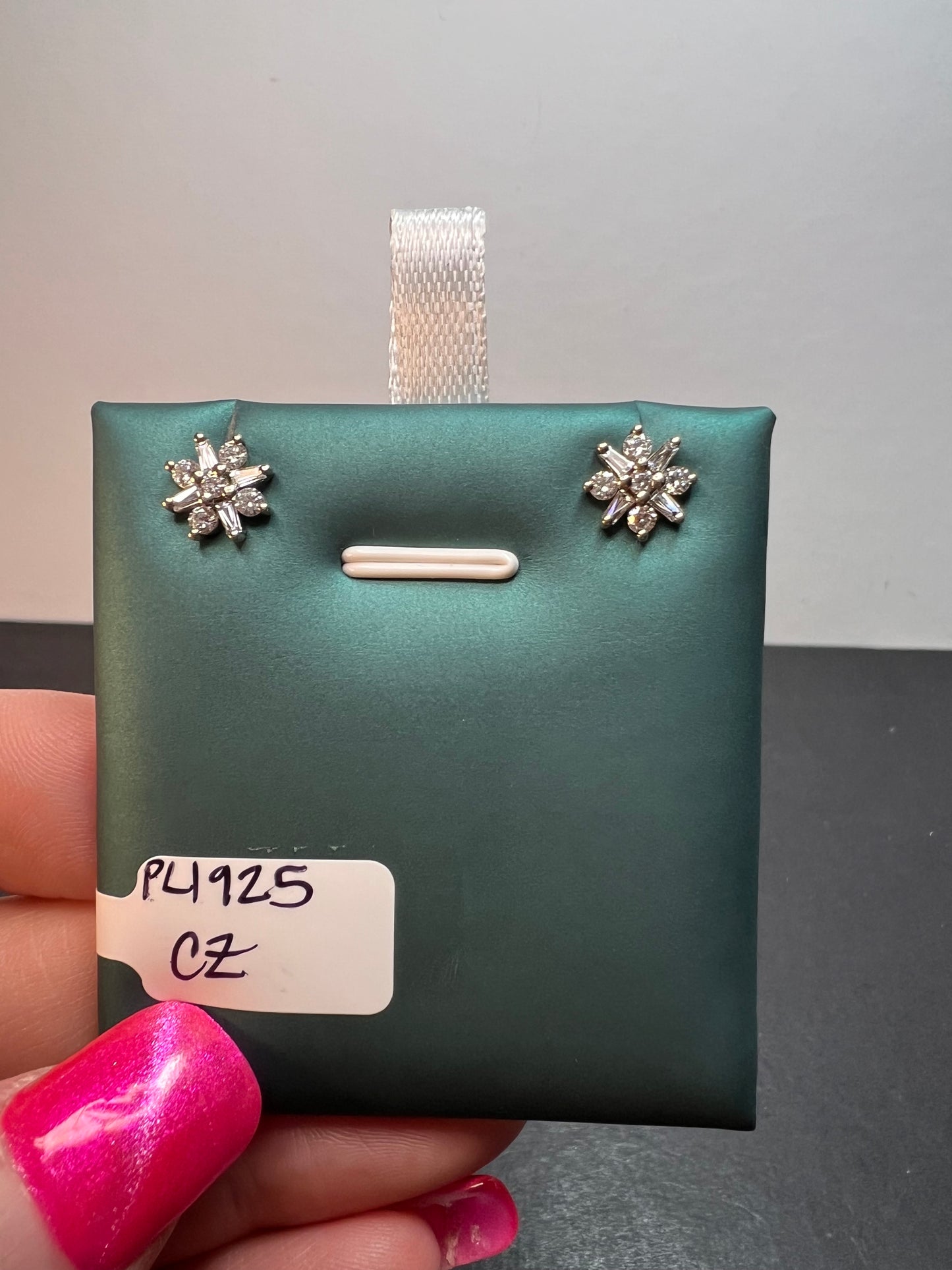 Starburst / snowflake CZ Sterling stud earrings