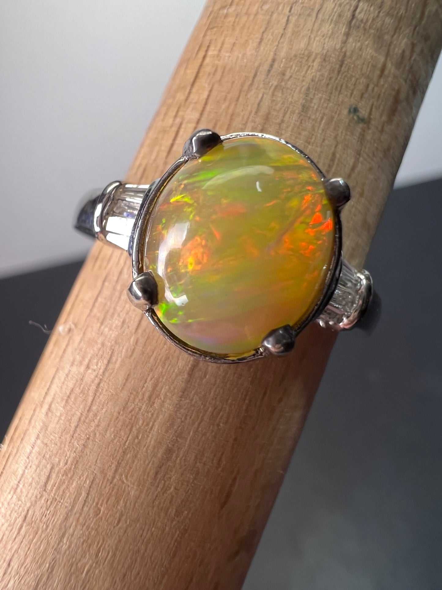 Ethiopian welo opal and diamond ring size 9