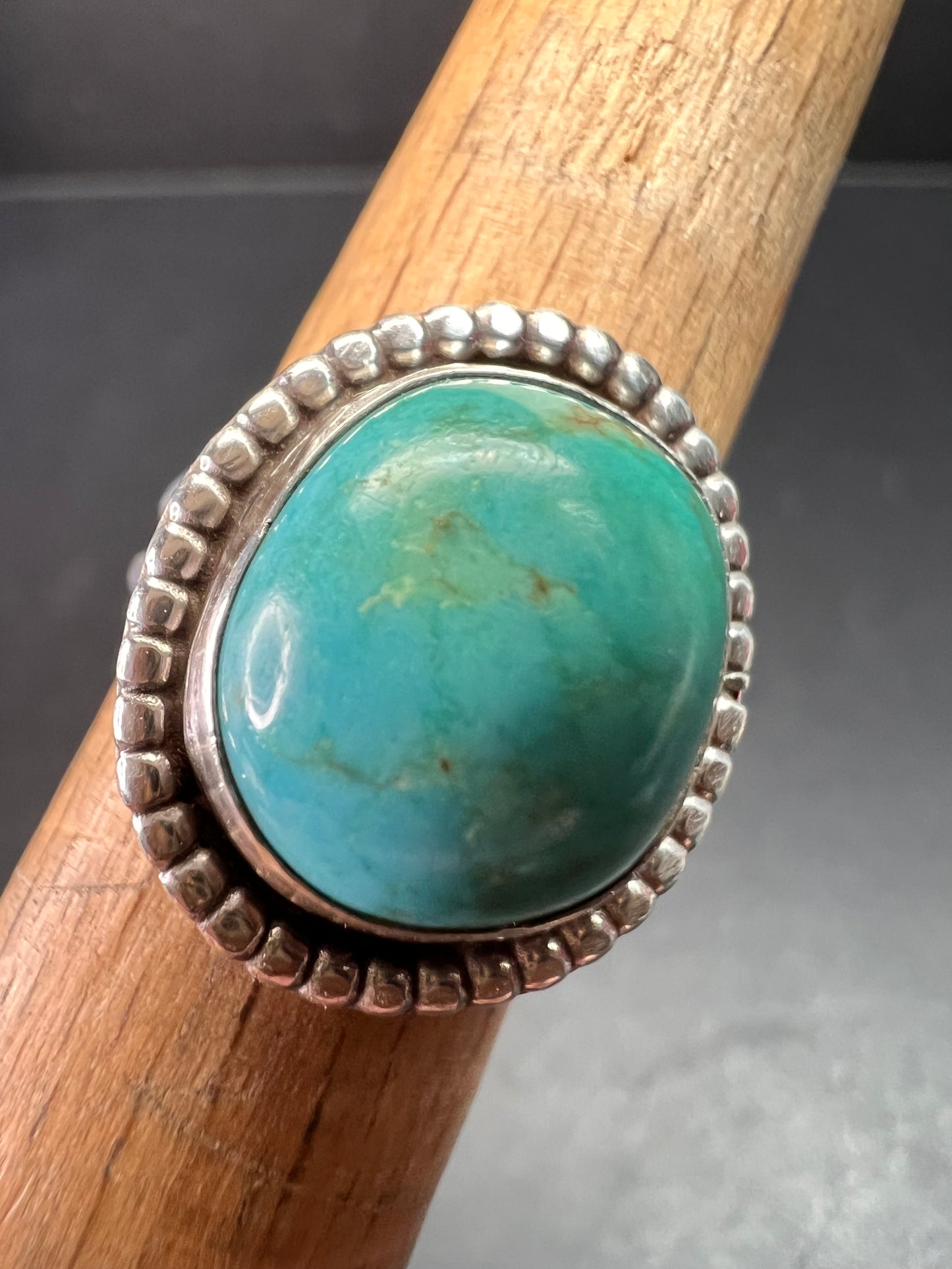 Vintage Handmade Sterling Silver Turquoise Ring – Size 6 – Southwestern Artisan Jewelry