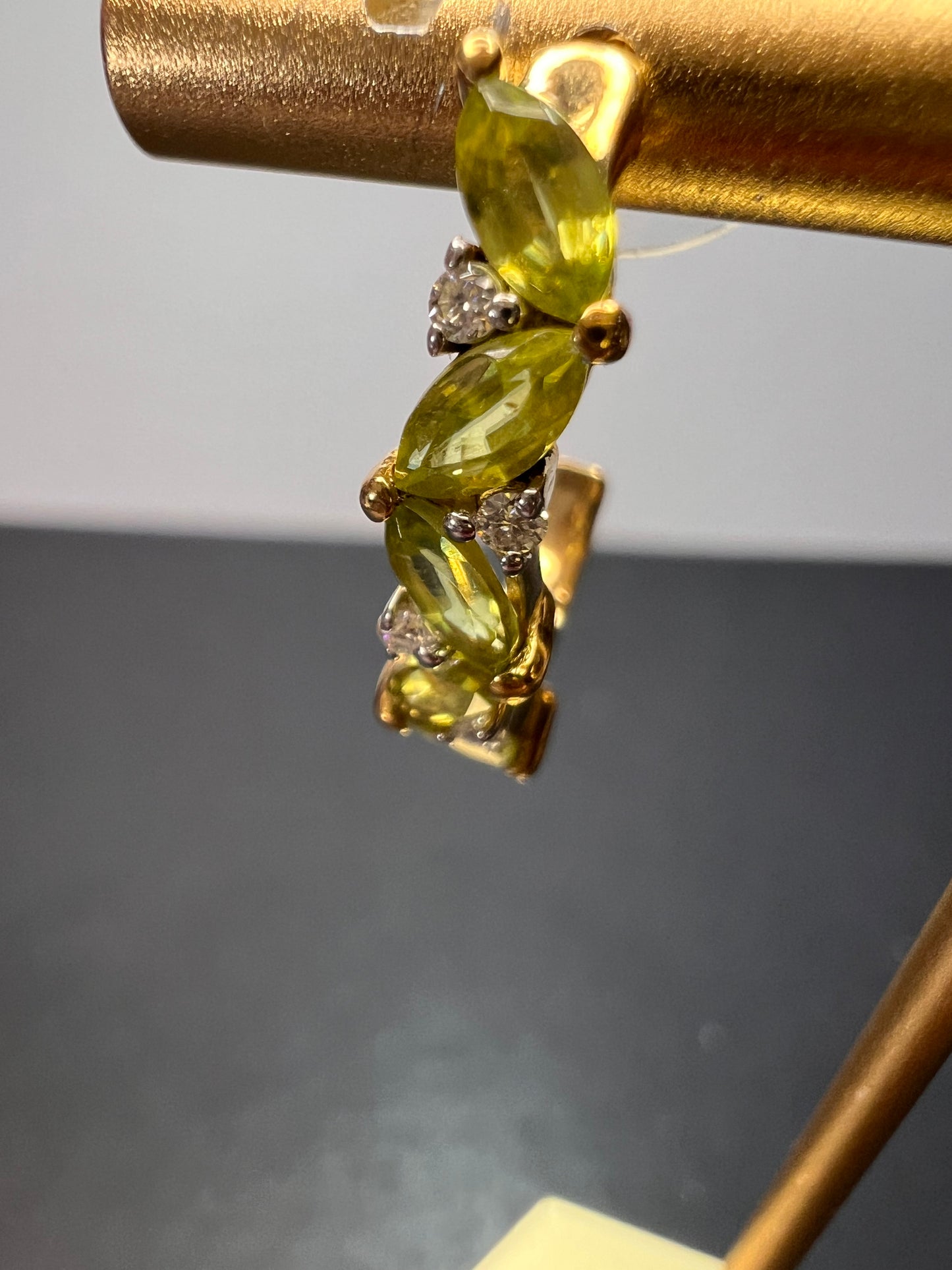 Sava sphene and moissanite j-hoop earrings in vermeil yellow gold over sterling silver 1.75 ctw