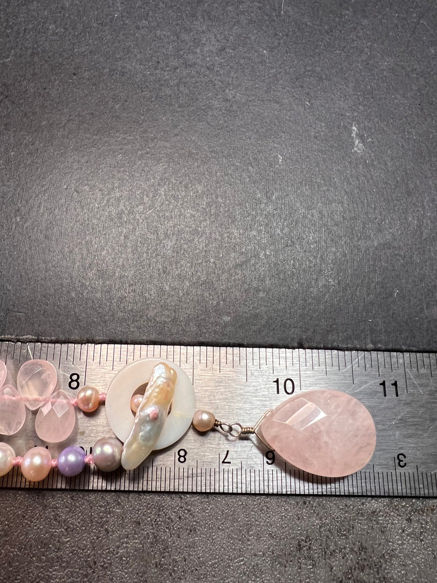 NEW multi color freshwater pearl, rose quartz and amethyst necklace