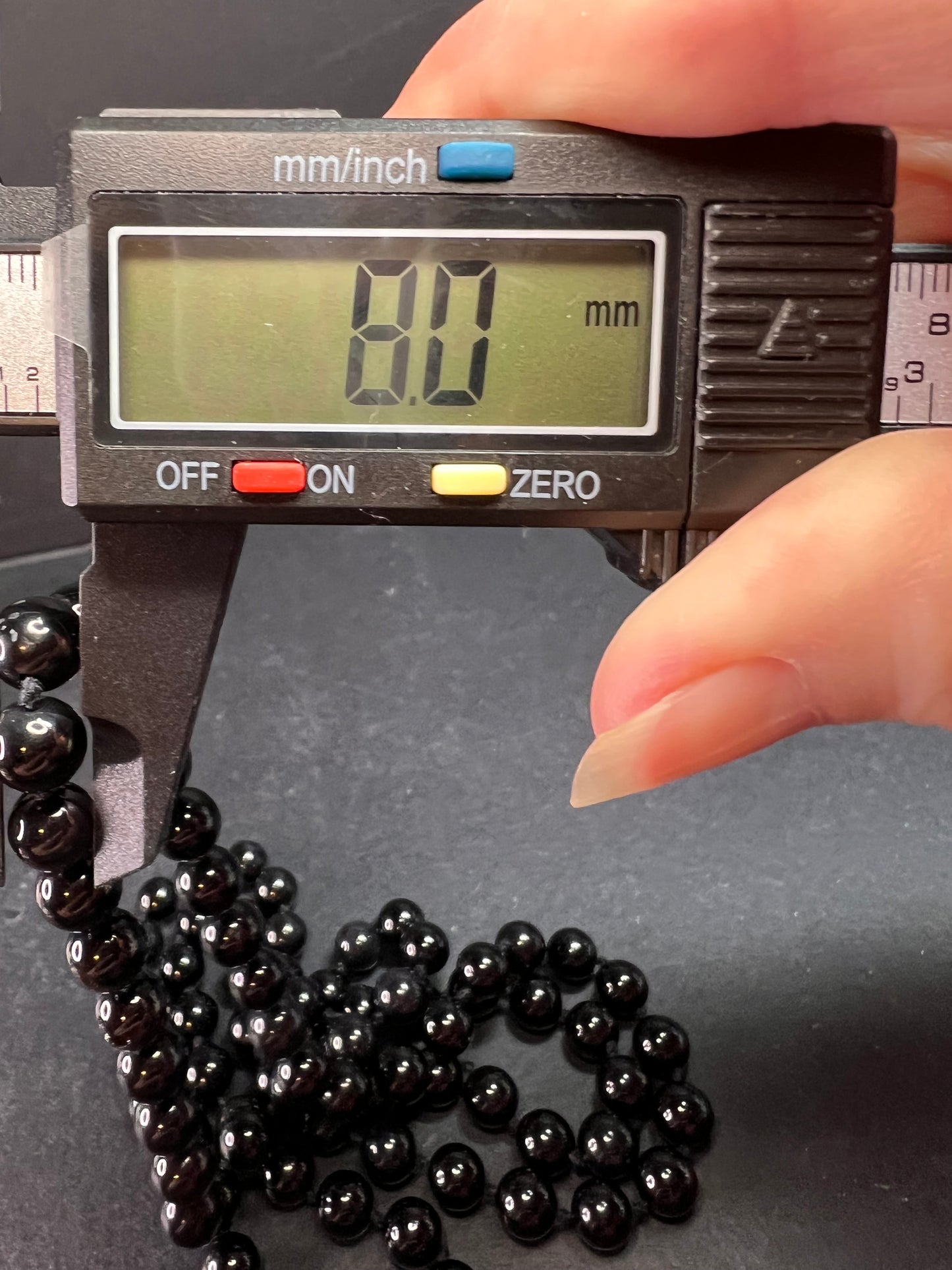 Estate Black Onyx Endless Necklace 8mm Knotted Beads 34 Inch Modern