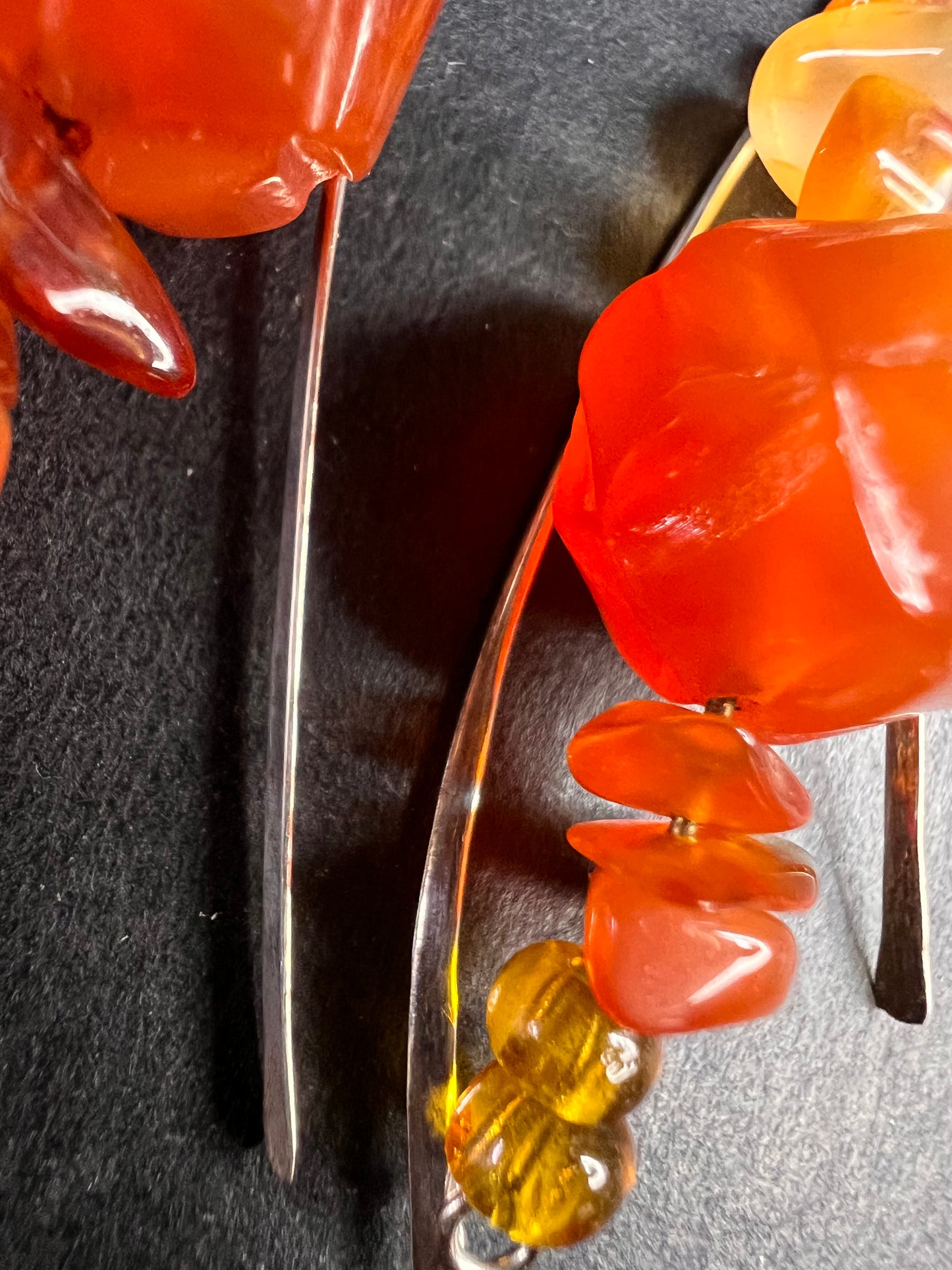 Vintage carnelian sterling silver dangle earrings