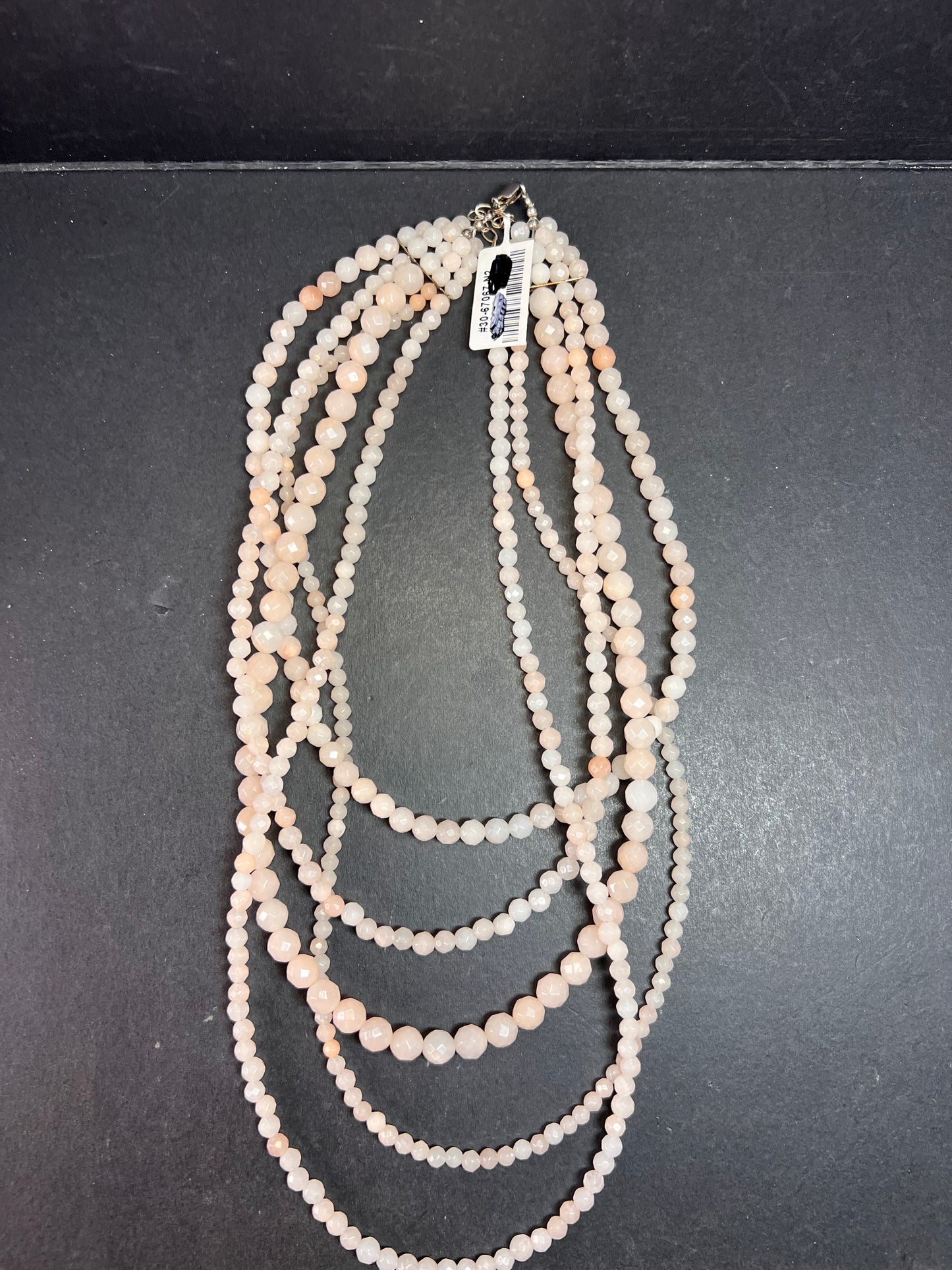 NEW pink aventurine multi strand necklace with sterling silver clasp
