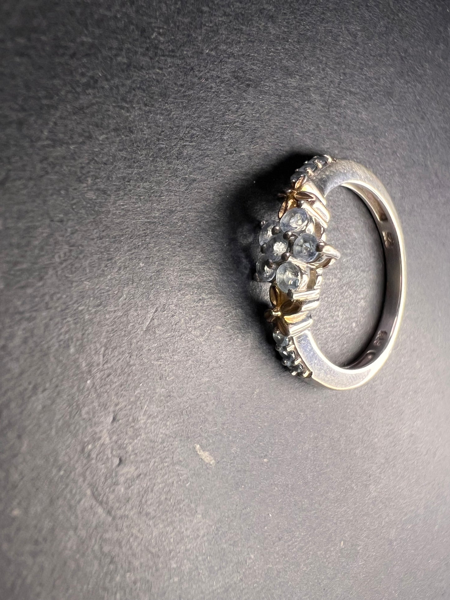 Chuck Clemency aquamarine two toned sterling silver ring size 8