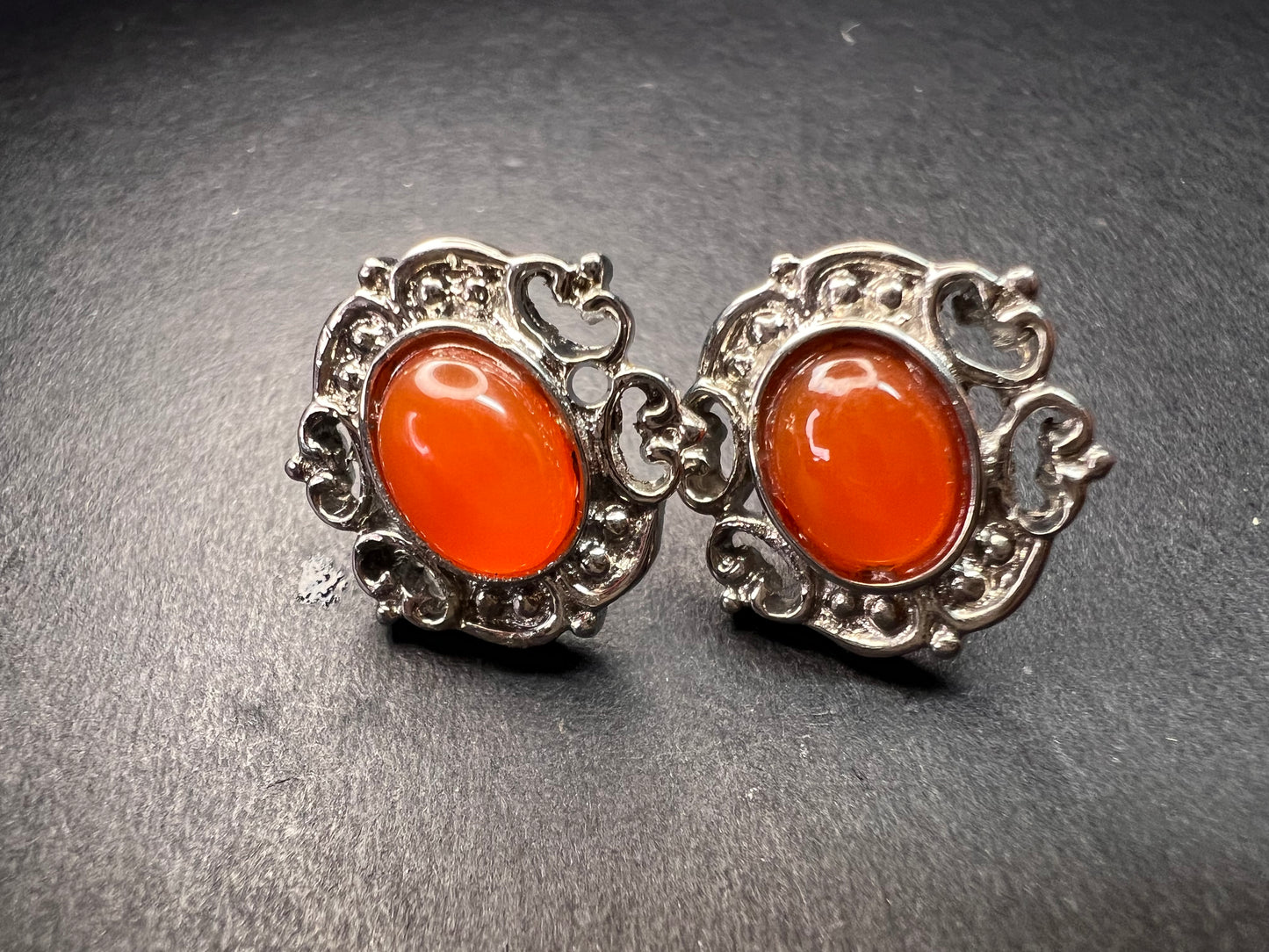 Carnelian stainless steel stud earrings